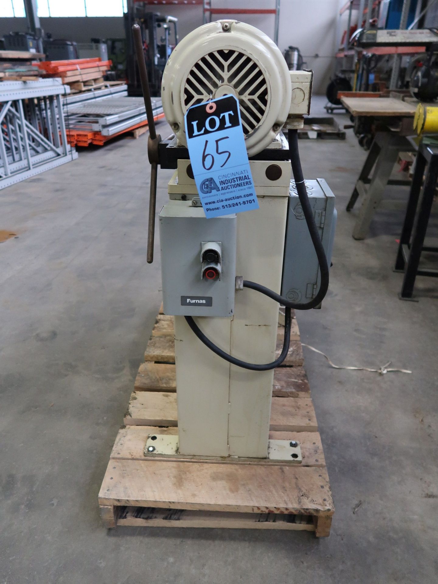 LNS BAR CHAMFER MACHINE; S/N 776030S, 10" THREE JAW CHUCK, 6" STROKE, 1 HP, WITH BAR STAND - Image 2 of 7