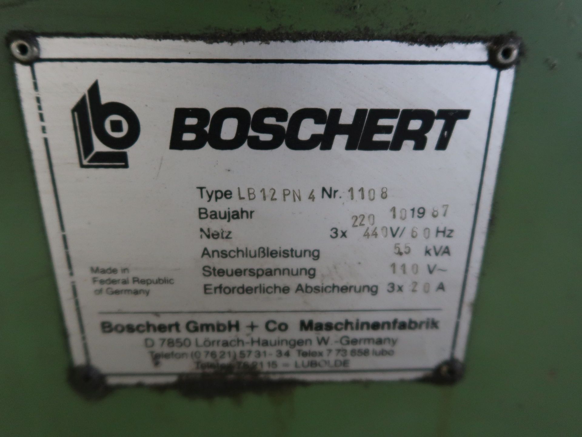 8.85" X 8.85" BOSCHERT MODEL LB12PN HYDRAULIC NOTCHER; S/N 1108 - Image 8 of 8