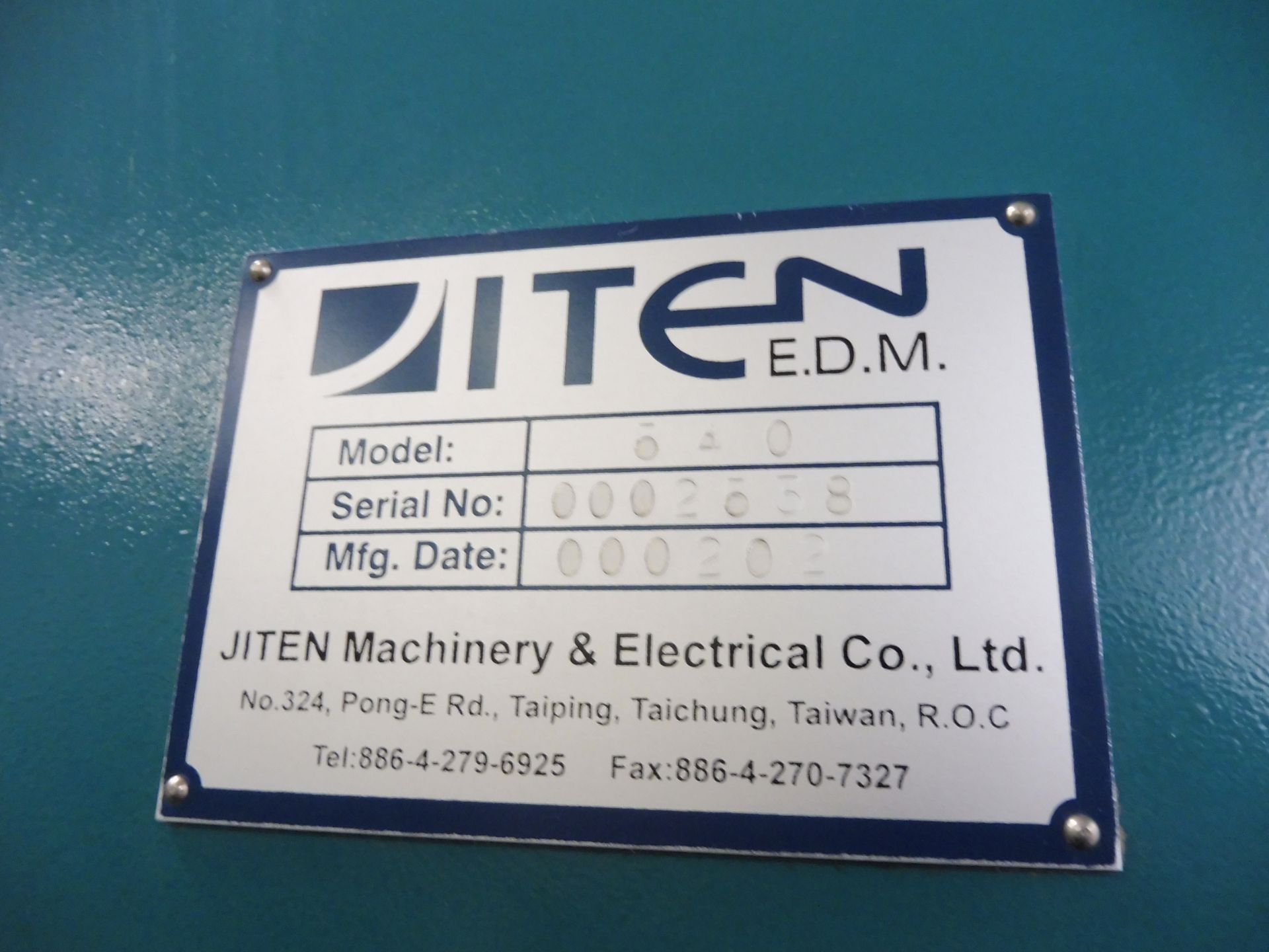 2002 JITEN MODEL CNC-540 SINKER TYPE CNC EDM, S/N 002536, WITH JITEN 75 AMP CNC CONTROLS, TANK - Image 2 of 5