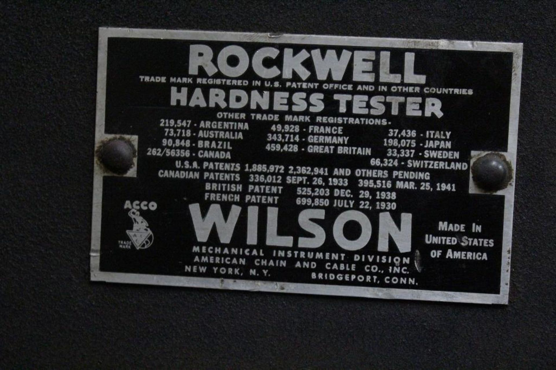 Wilson Model 5 JR BB Rockwell hardness tester w/ laboratory bench - Image 4 of 6