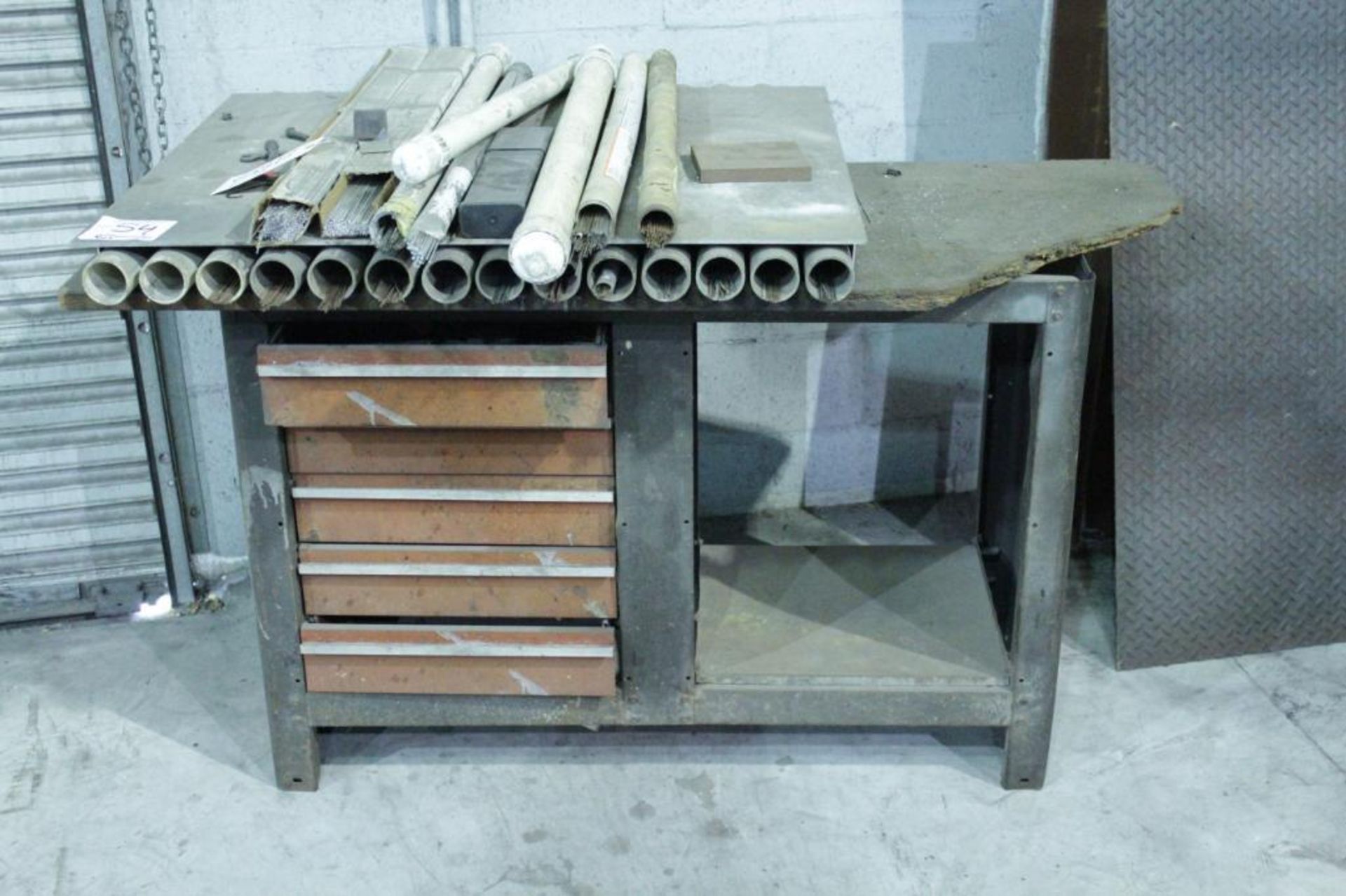 Work bench w/ welding rods