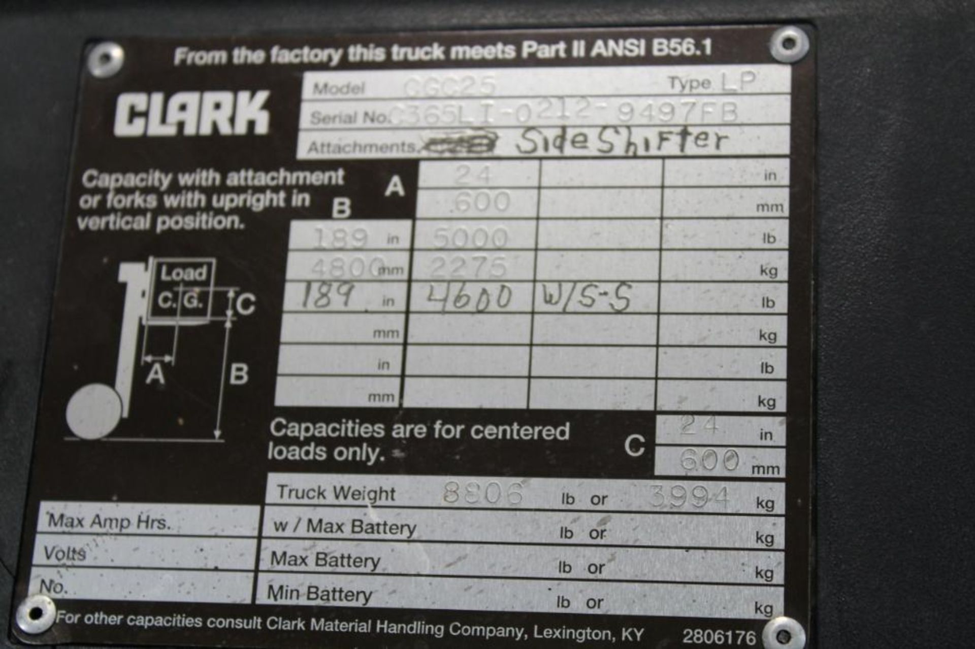 Clark CGC25 4500 LB. fork truck - Image 8 of 9