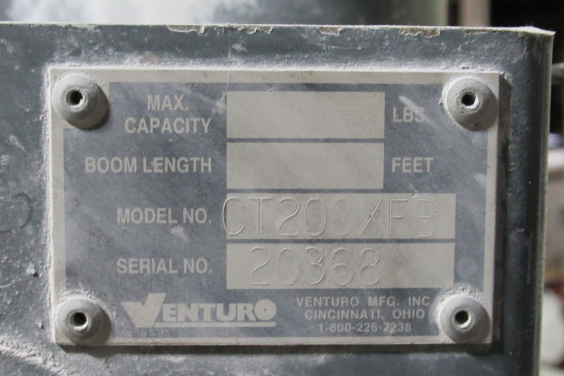 Venturo Electric Mast Crane, 2,000 Lb. Capacity - Image 3 of 3