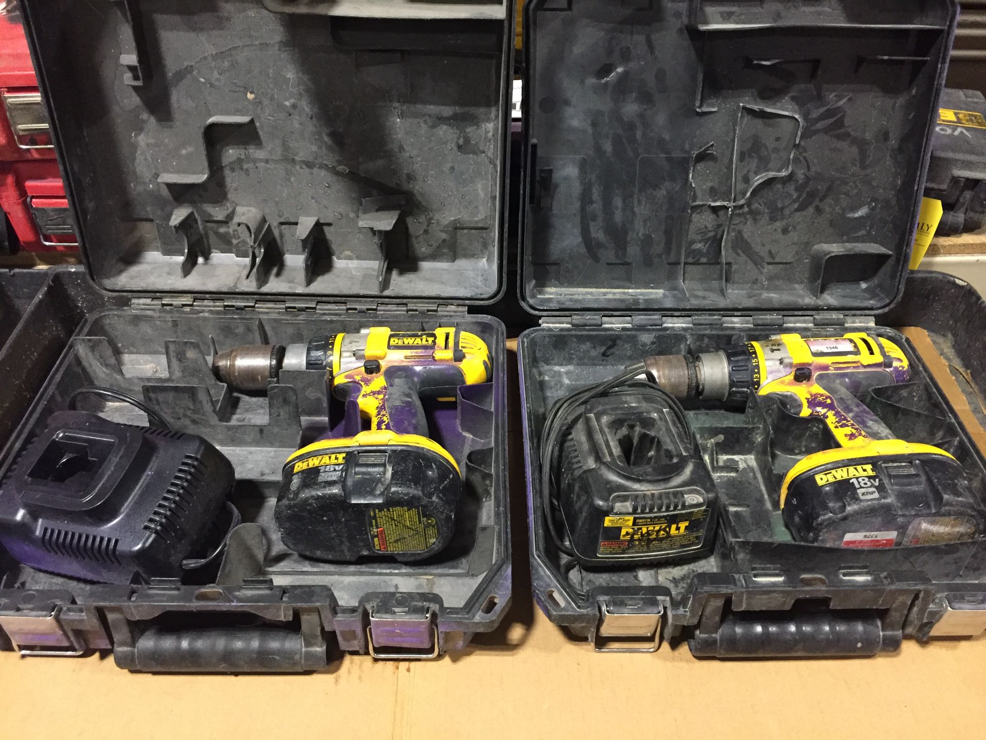 DeWalt 18V Cordless Drills (2-Batteries, 2-Chargers) (2 Each)