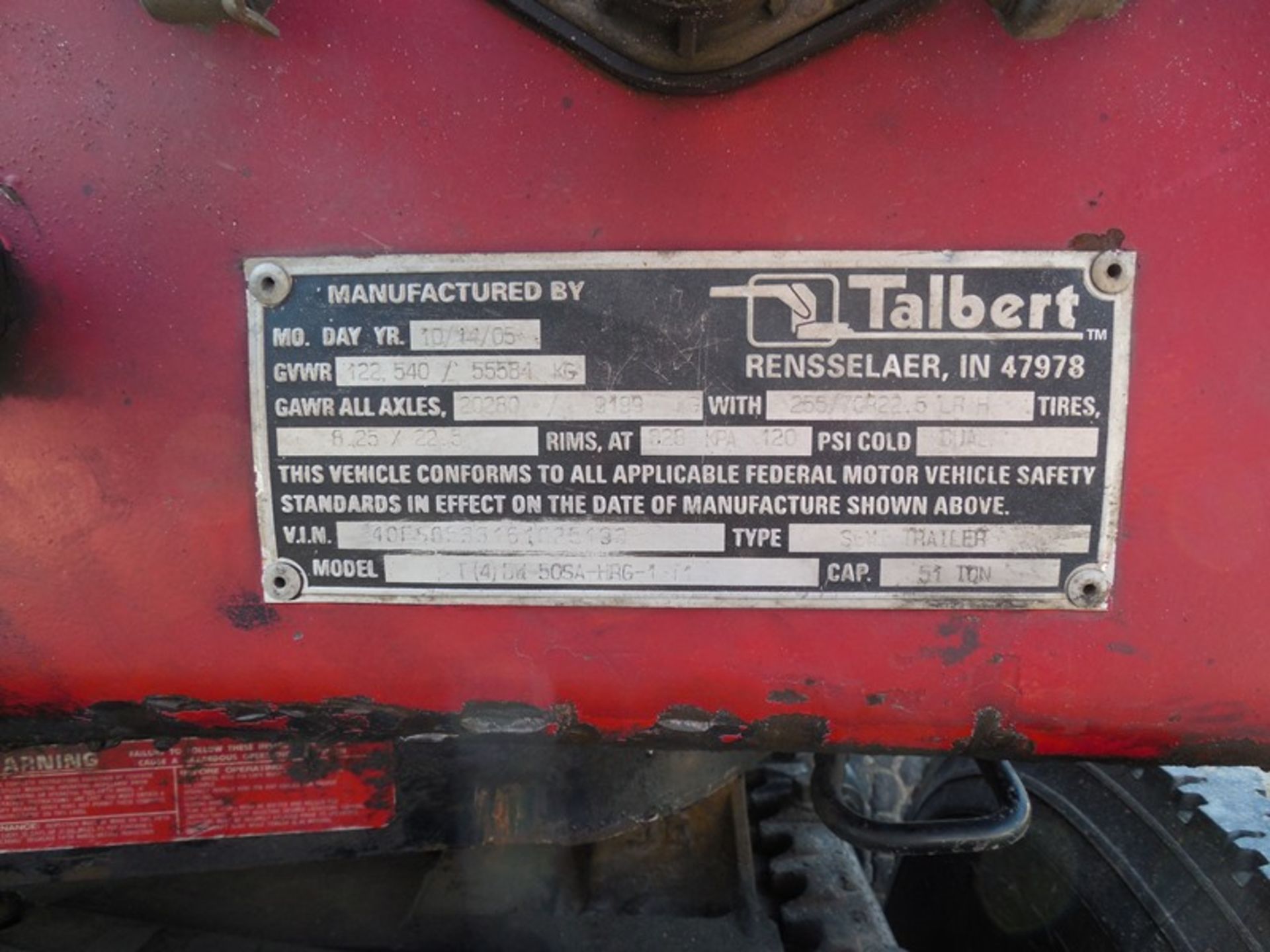 2006 Talbert 51 ton detach low boy alum buds, Model T(4)DW-50SA-HRG-1-T1 vin# 40FS0533161025193 alum