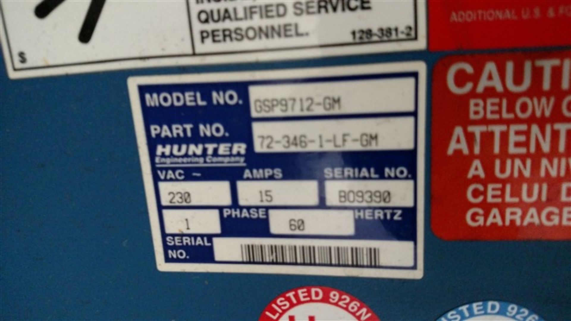 Hunter GSP9712-GM Road Force Wheel Balancer s/n B09390 - Image 2 of 5