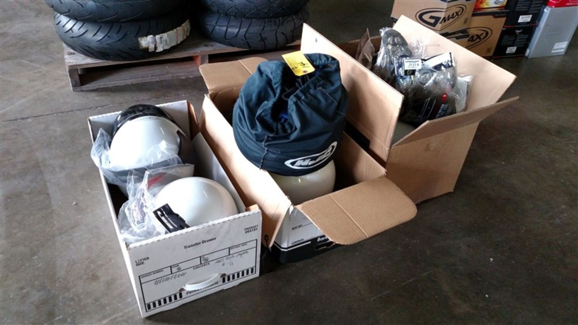 (6) NEW Motorcycle Helmets (Assorted Sizes) plus Covers - VHDA: 7.25% Sales Tax charged - (6 x Bid)