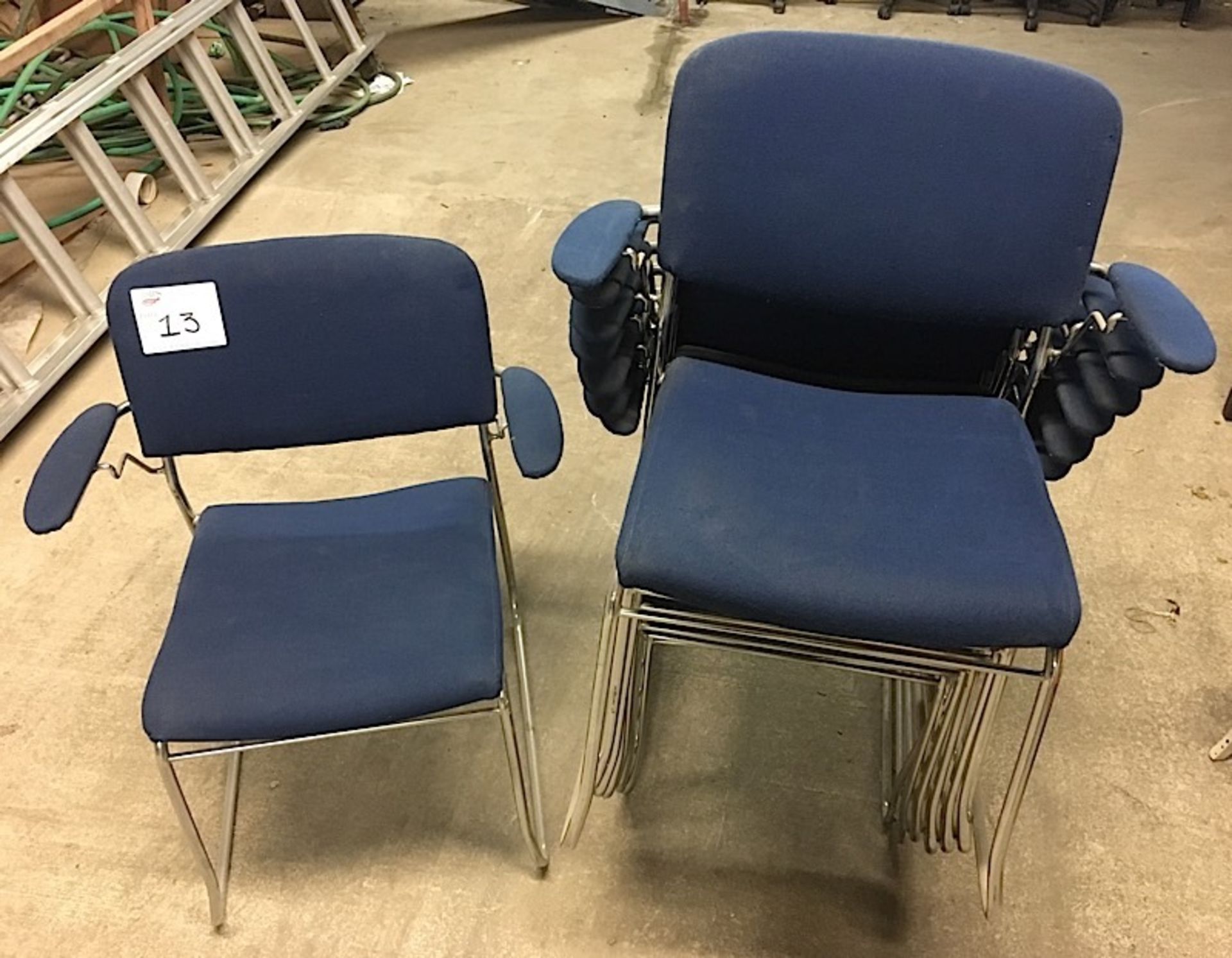 LOT OF 8 BLUE STACKABLE CHAIRS