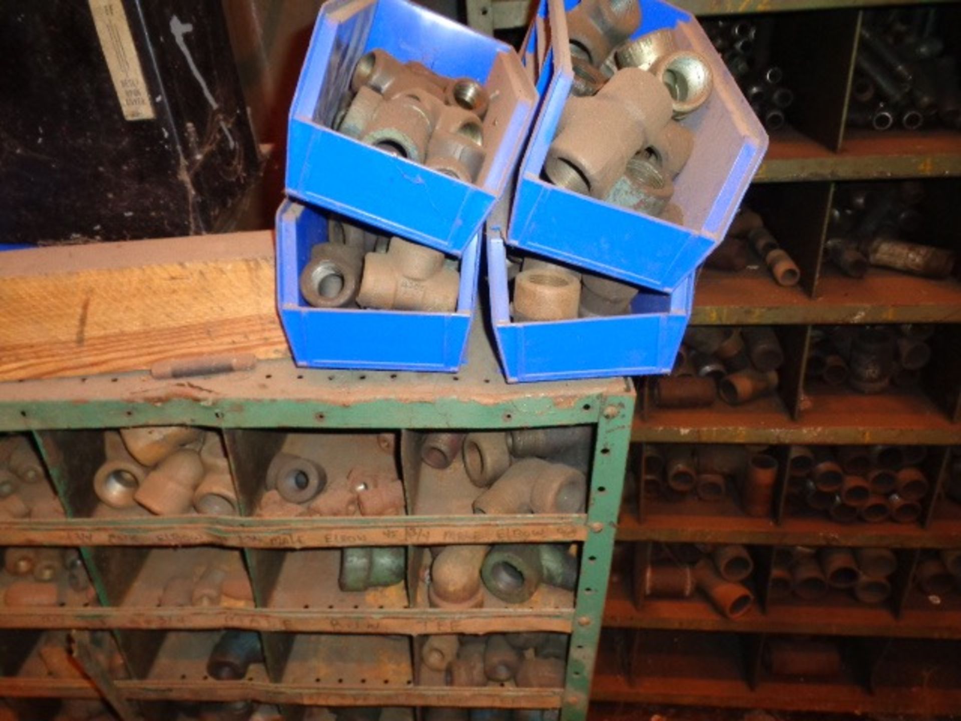 Lot of Pipe 90 Degree Fittings with Steel Cabinet - Image 2 of 6