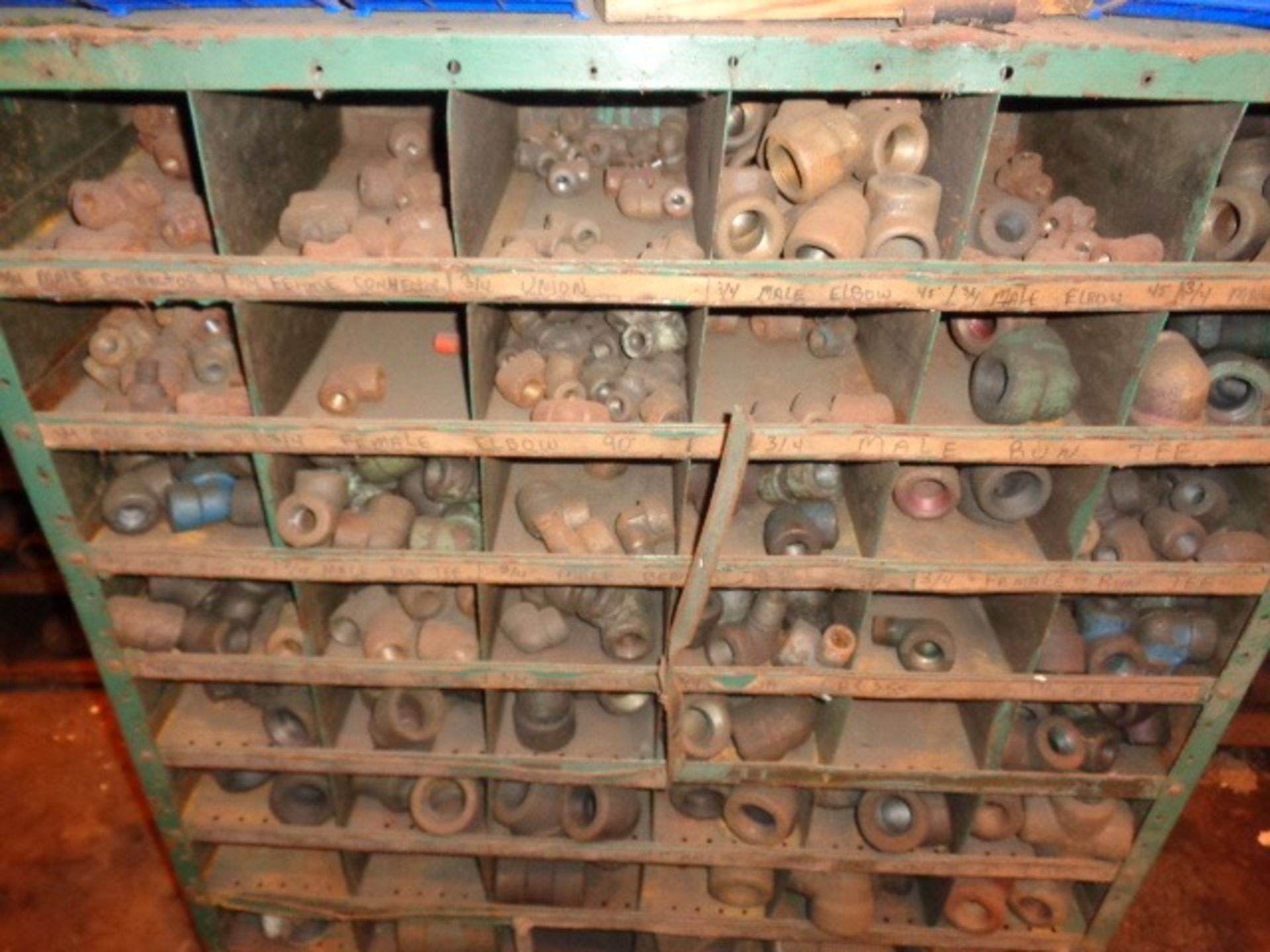 Lot of Pipe 90 Degree Fittings with Steel Cabinet - Image 5 of 6