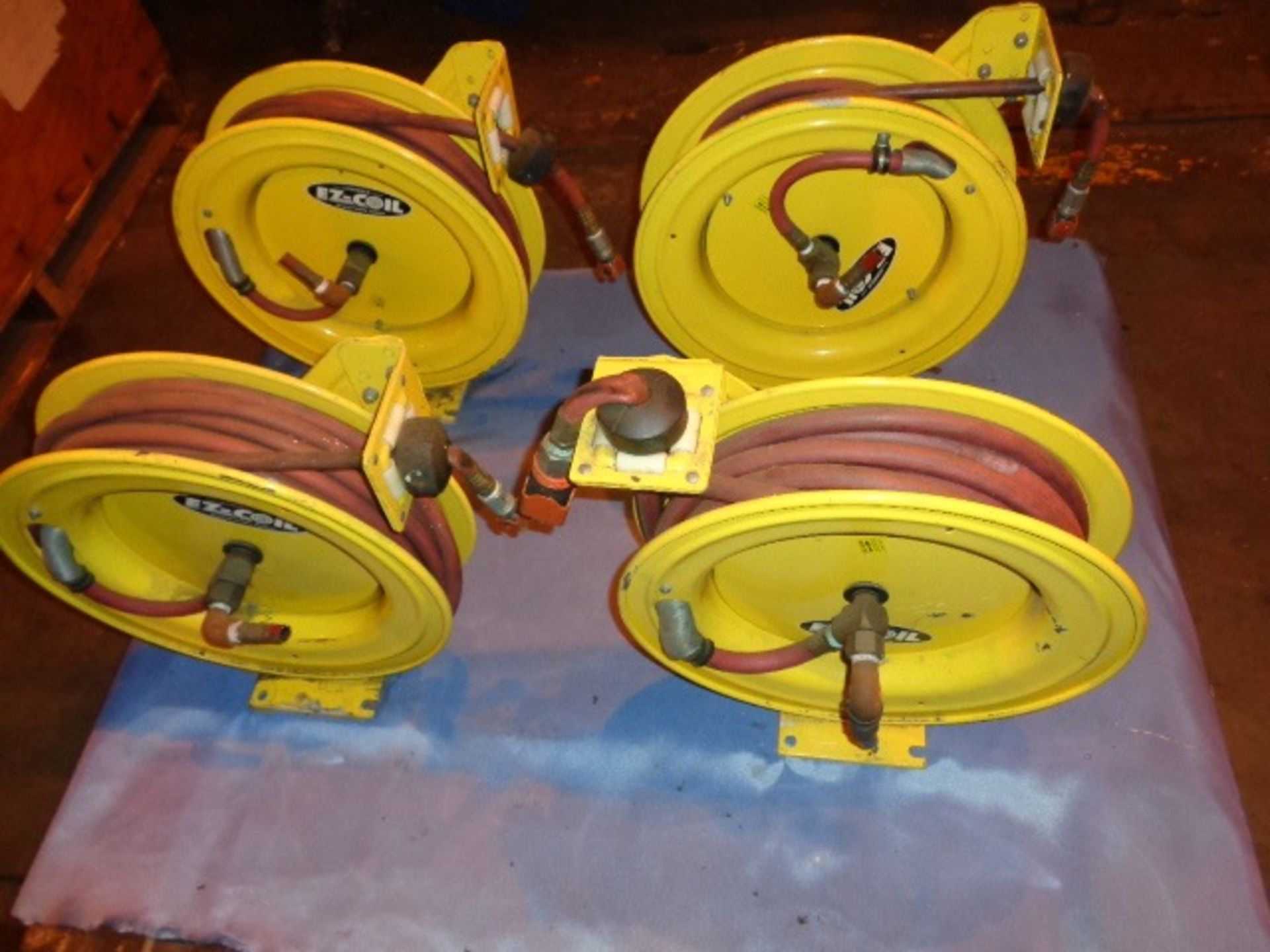 Lot of 4 Yellow Hose Reels