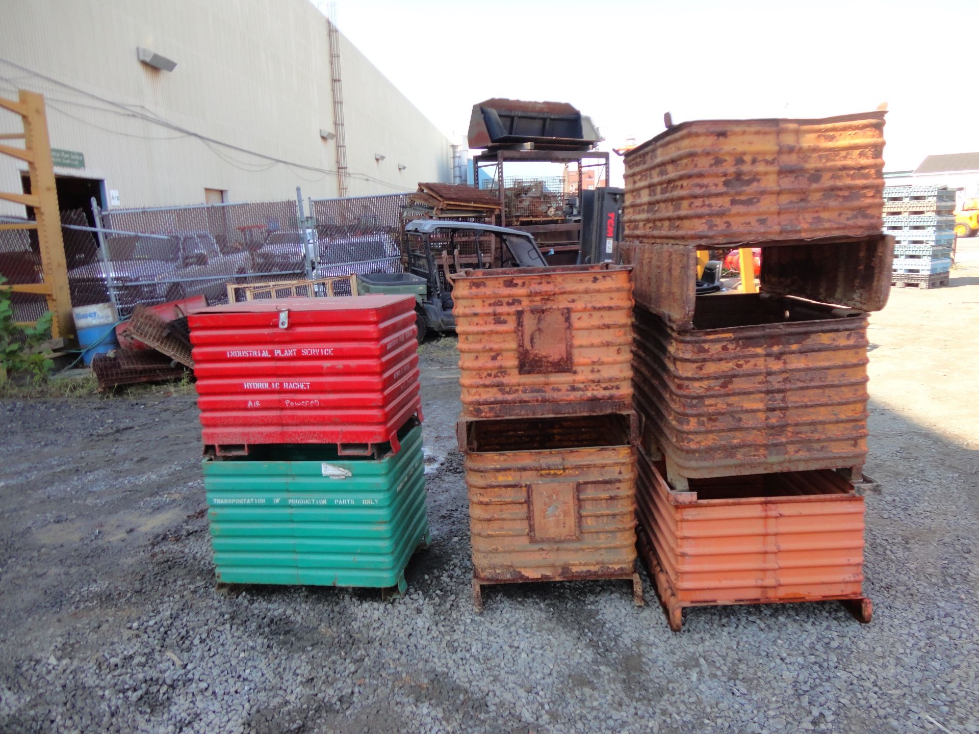 Lot of 7 Metal Shipping Containers