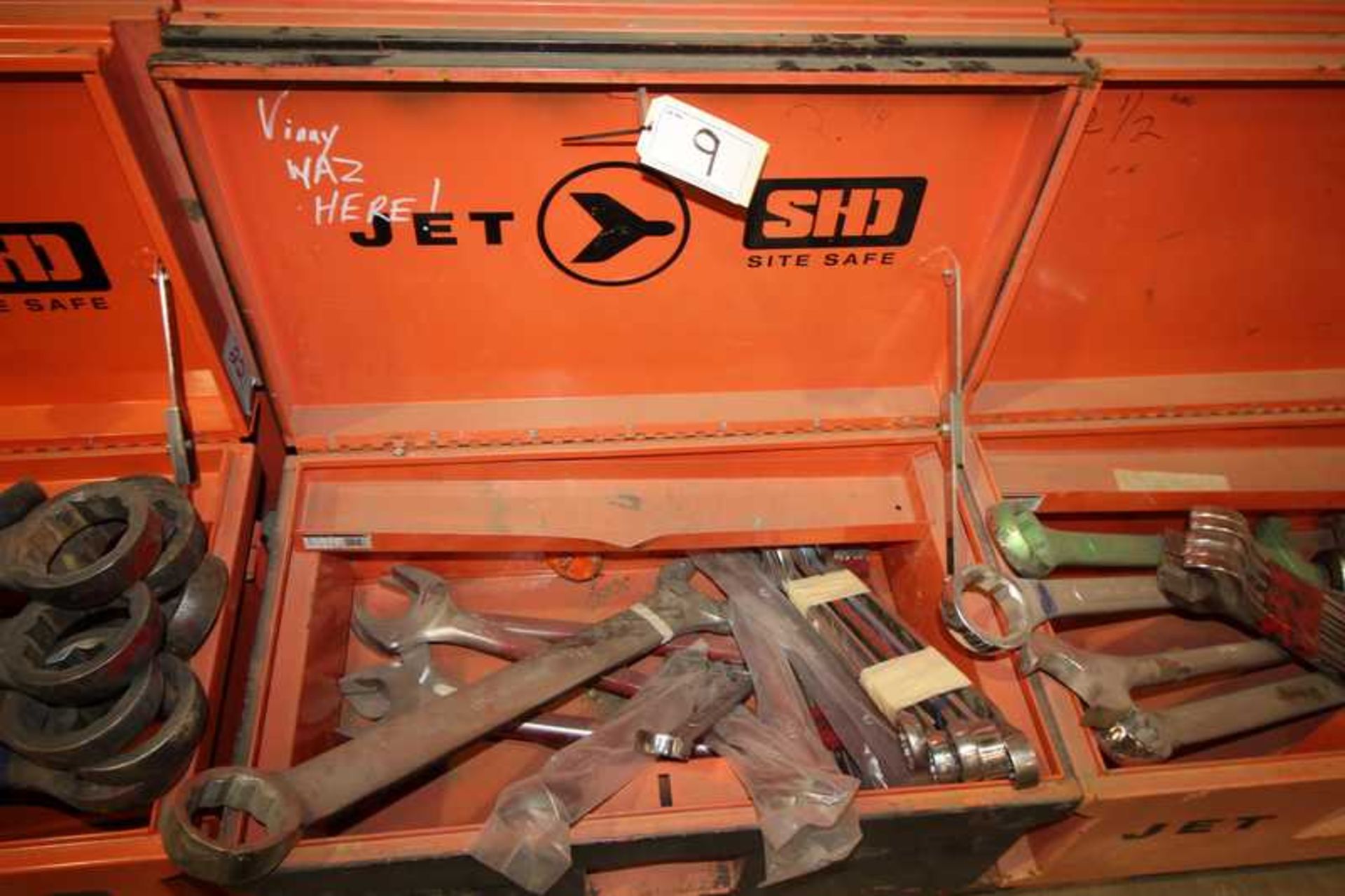 JOB BOX W/LOT OF LGE WRENCHES