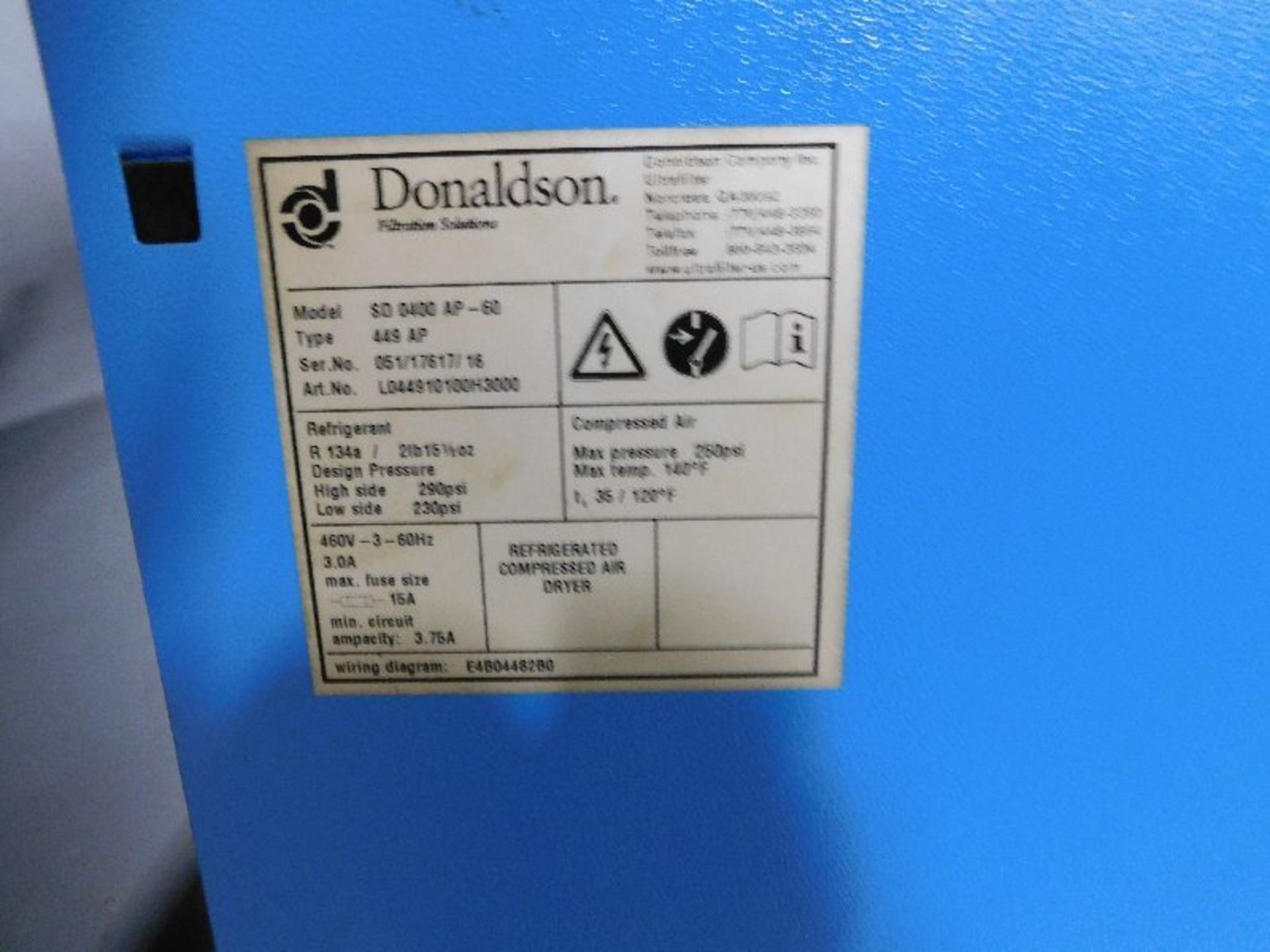 Donaldson Mdl SD0400-AP-60 Ultrafilter Air Dryer - Image 2 of 3