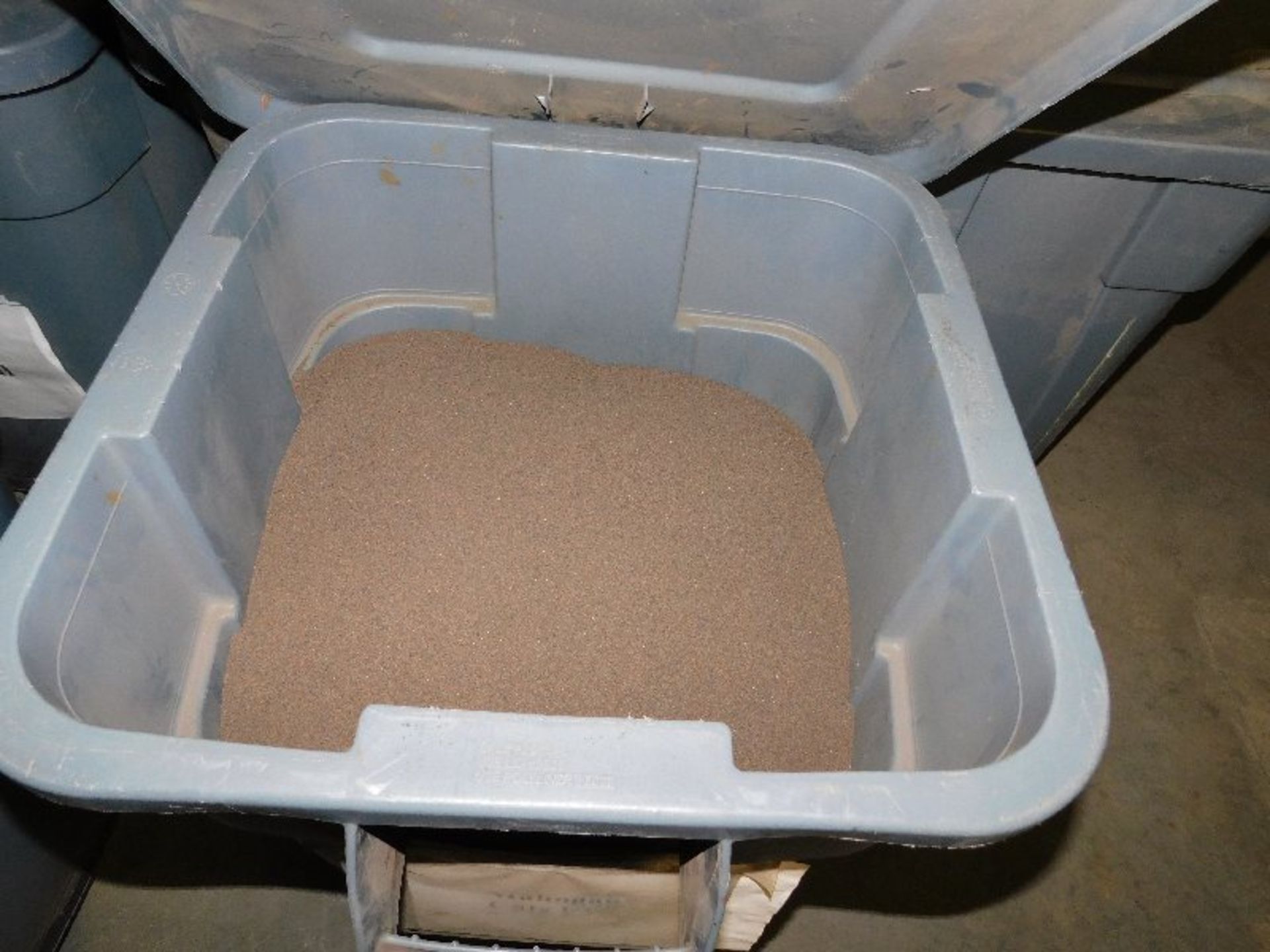 (8) Various Color 35-Gallon Trash Cans, Full of Color Stone, Mahogany, Charcoal, etc. - Image 3 of 6