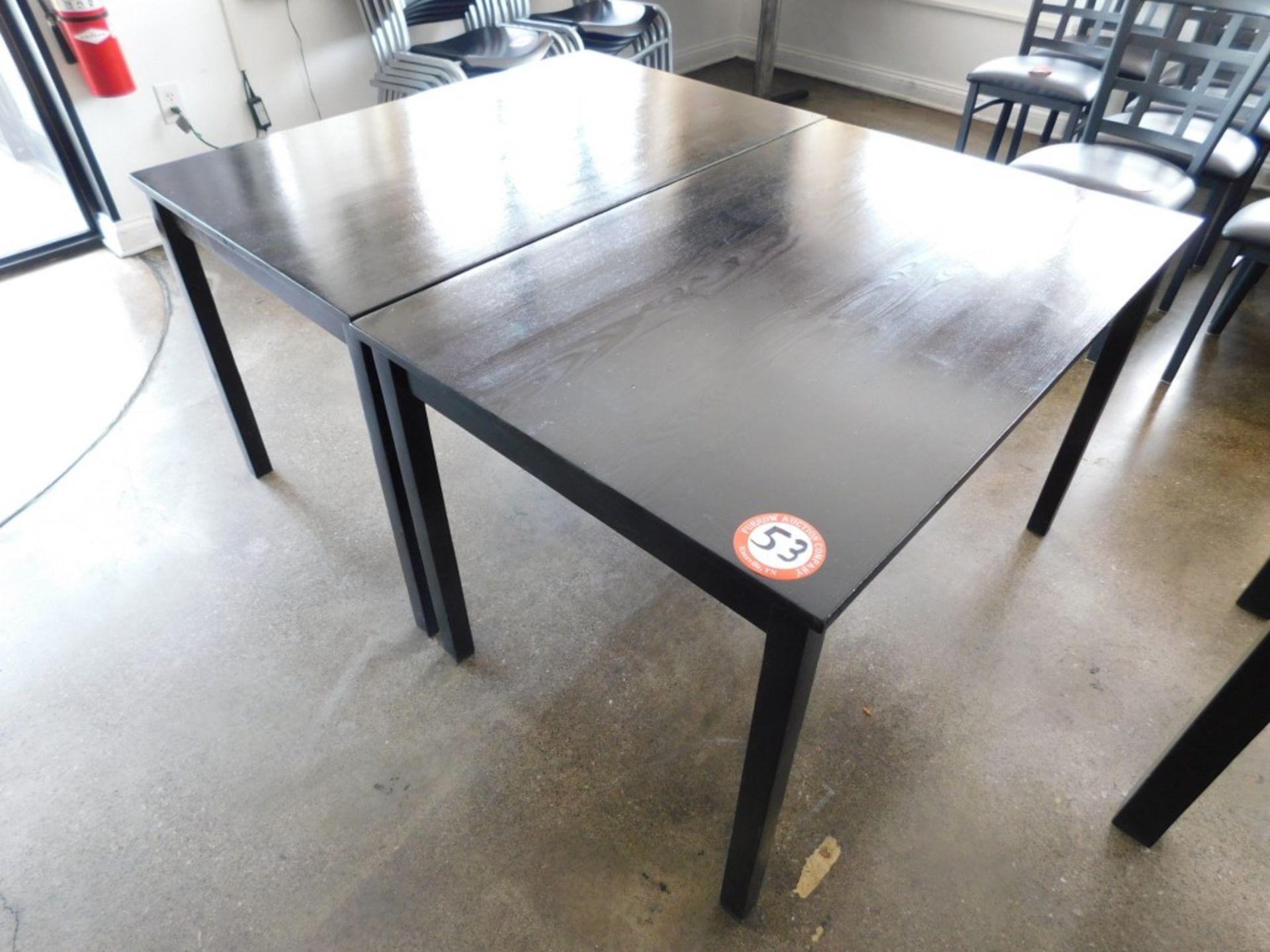 (2) Solid Wooden Black Enamel Table, 46 1/2" x 30"