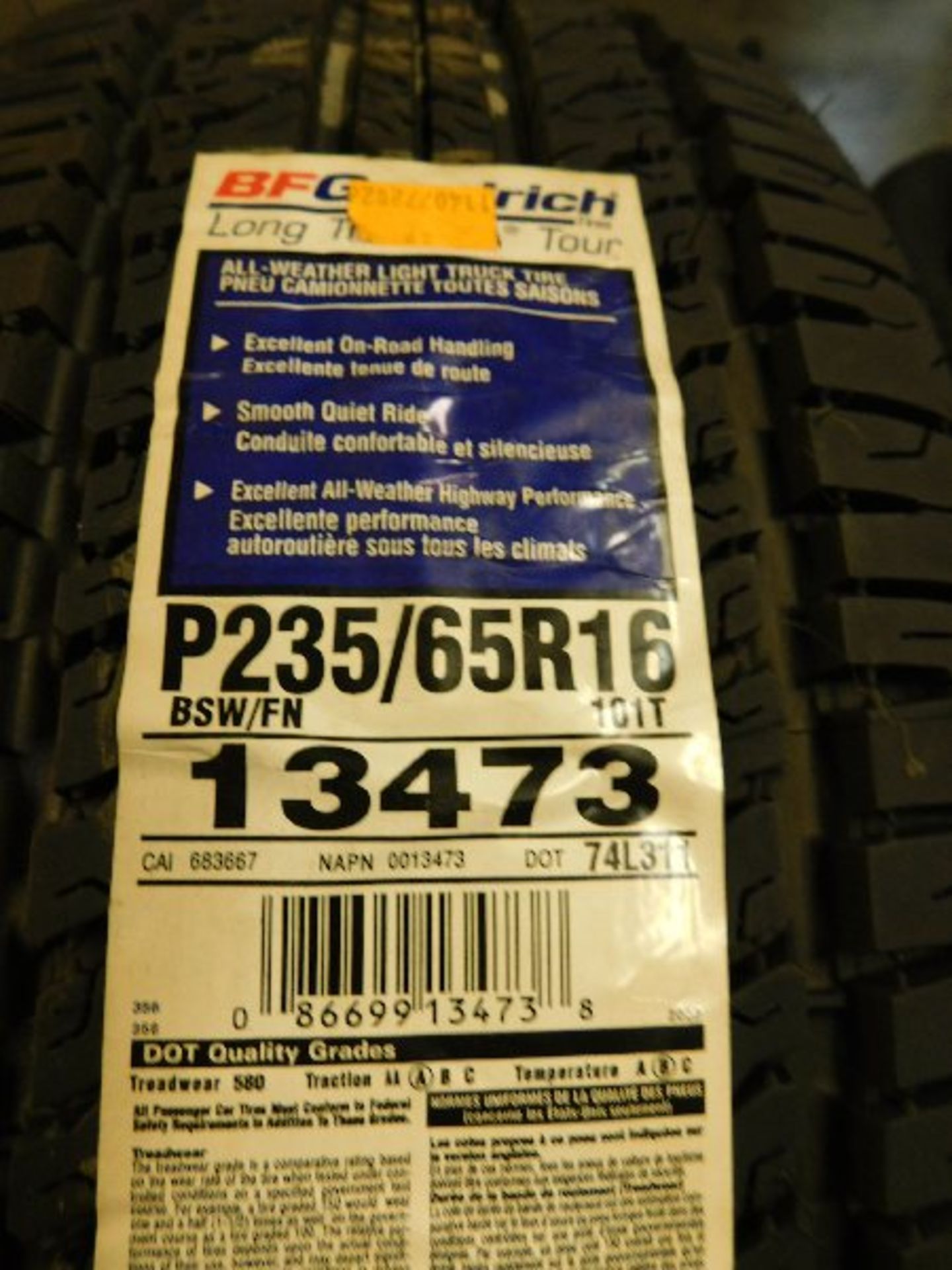 (4) BF Goodrich Long Trail T/A Tours, Tires, P235/65R16 (TAXABLE) - Image 2 of 2