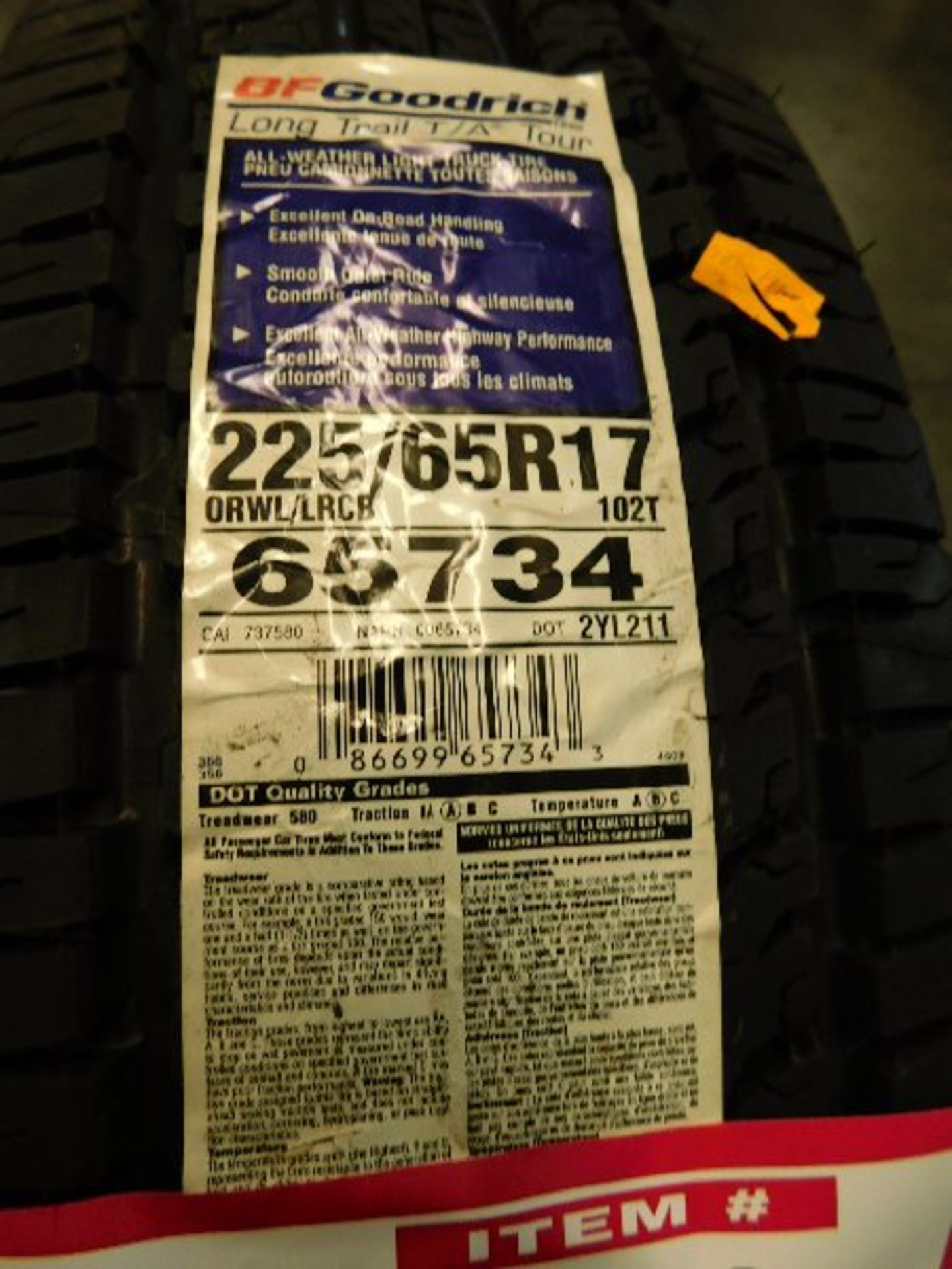 (4) BF Goodrich Long Trail T/A Tours, Tires, P225/65R17 (TAXABLE) - Image 2 of 2