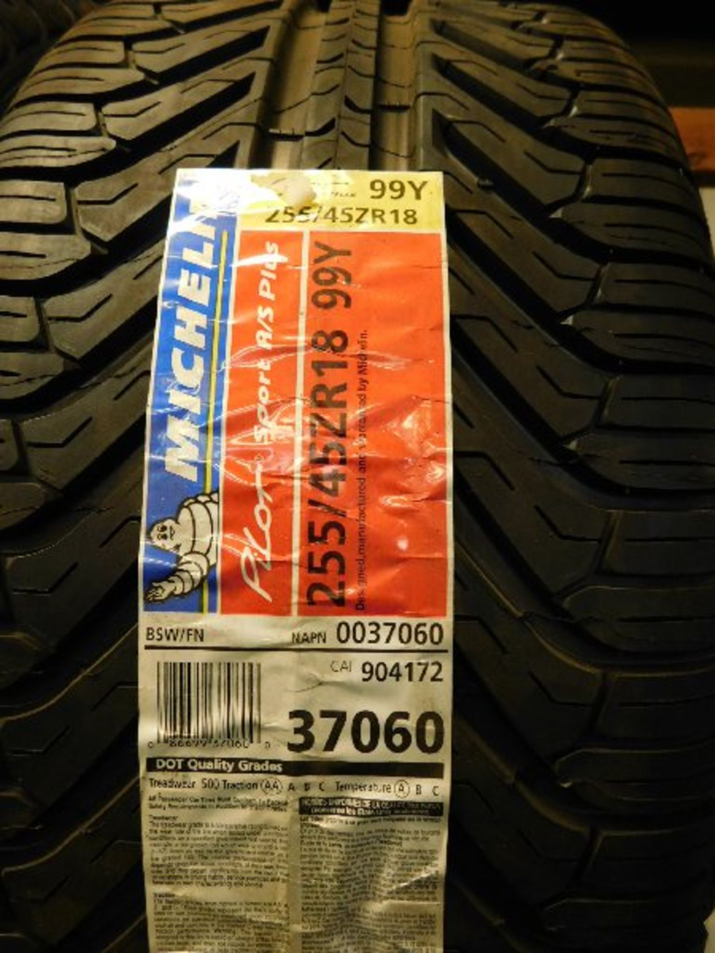 (2) Michelin Pilot Sport A/S + Tires, 255/45ZR18 99Y (TAXABLE) - Image 2 of 2