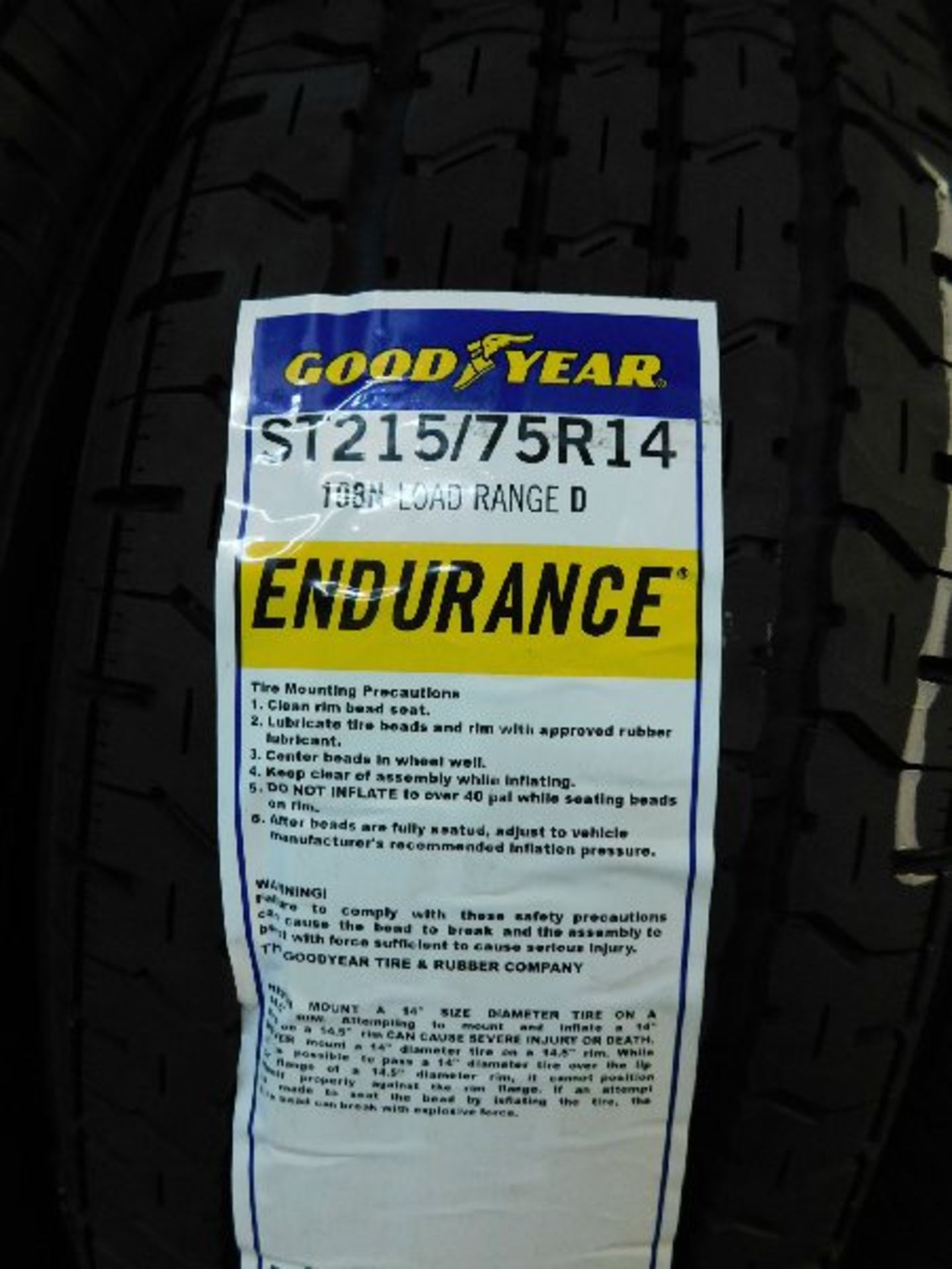 (4) Goodyear Endurance ST Tires, 215/75R14 (TAXABLE) - Image 2 of 2