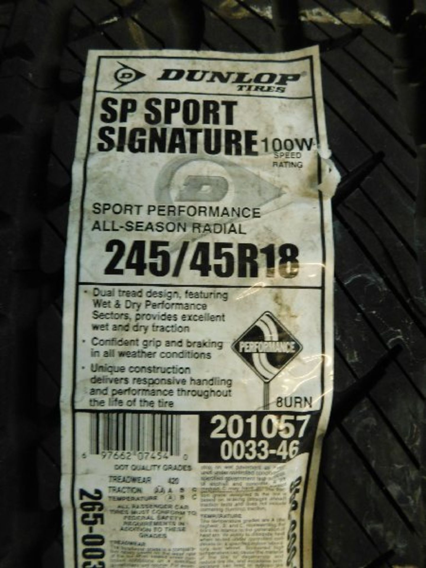 (2) Dunlop SP Sport Signature Tires, 245/45R18 (TAXABLE) - Image 2 of 2