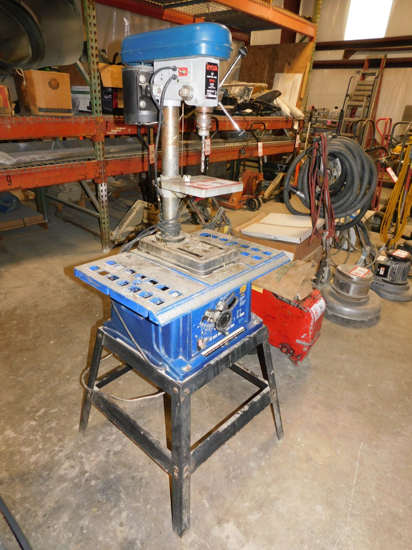 Ryobi 10" Bench Top Drill Press, Mounted on Table Saw Base