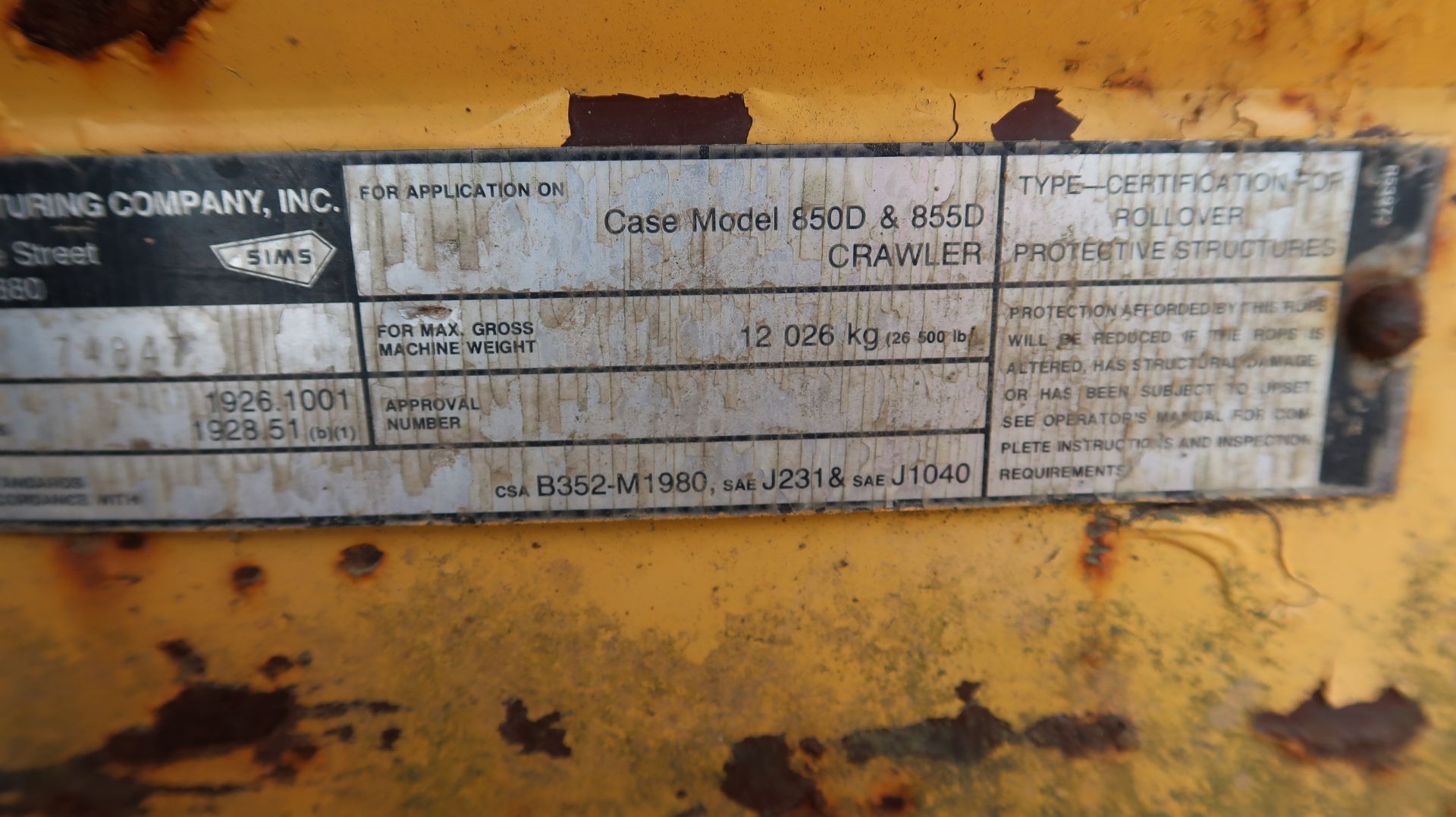 Case 850D Crawler Dozer; Model: 850D, Product NO.: JAK0002824, SN: 1VRF080207R1000512 - Image 5 of 5