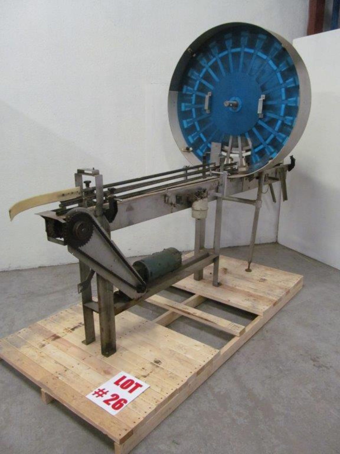 S/S ROTARY DISPENSER McBRADY (U.S.A) MODEL 100, 22 STATION, C/W CONVEYOR 4'' WIDE X 106'' LONG