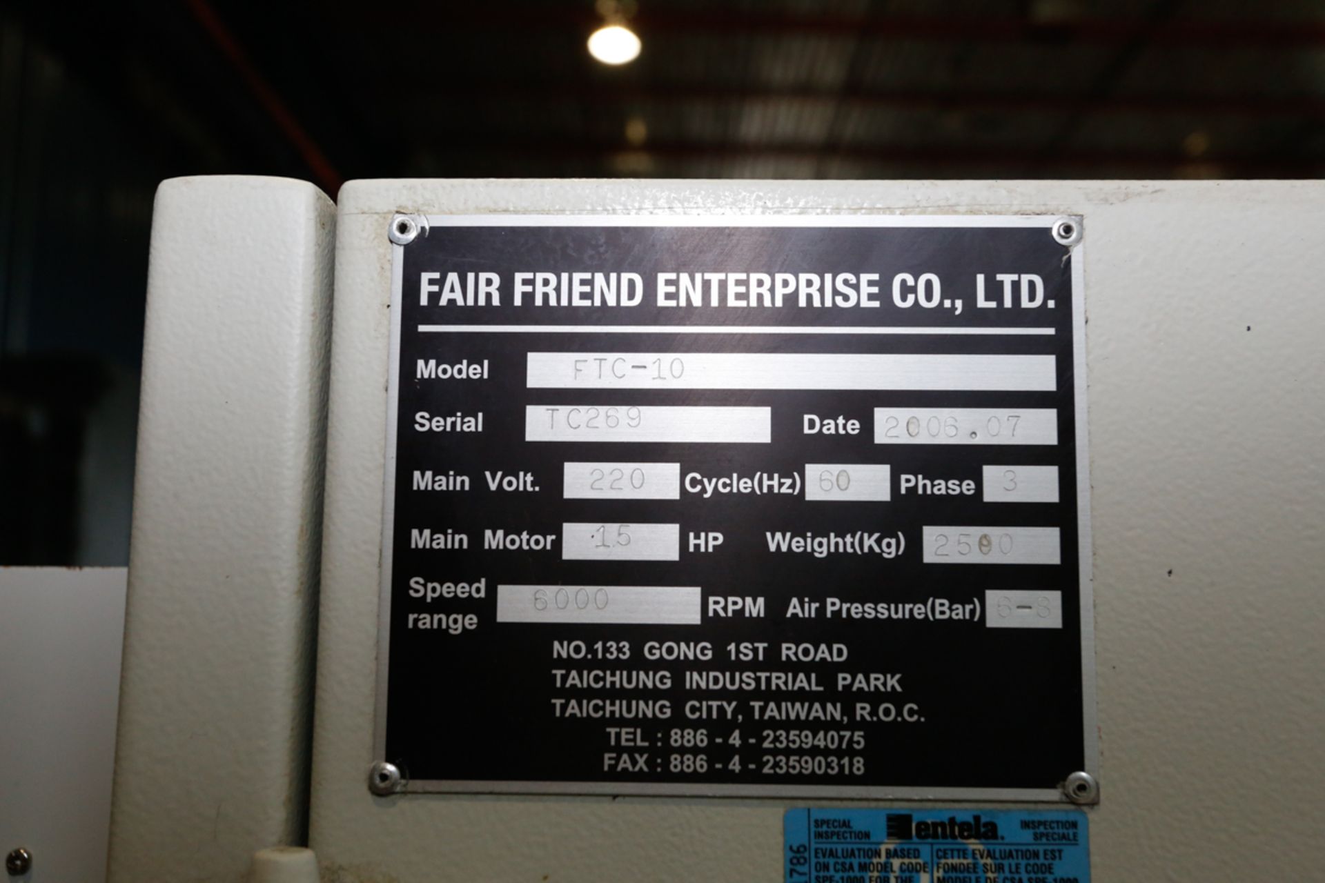 FEELER CNC LATHE MOD. FTC-10, S/N: TC269, FANUC OI-TC CNC CONTROL, CHIP CONVEYOR - Image 9 of 9