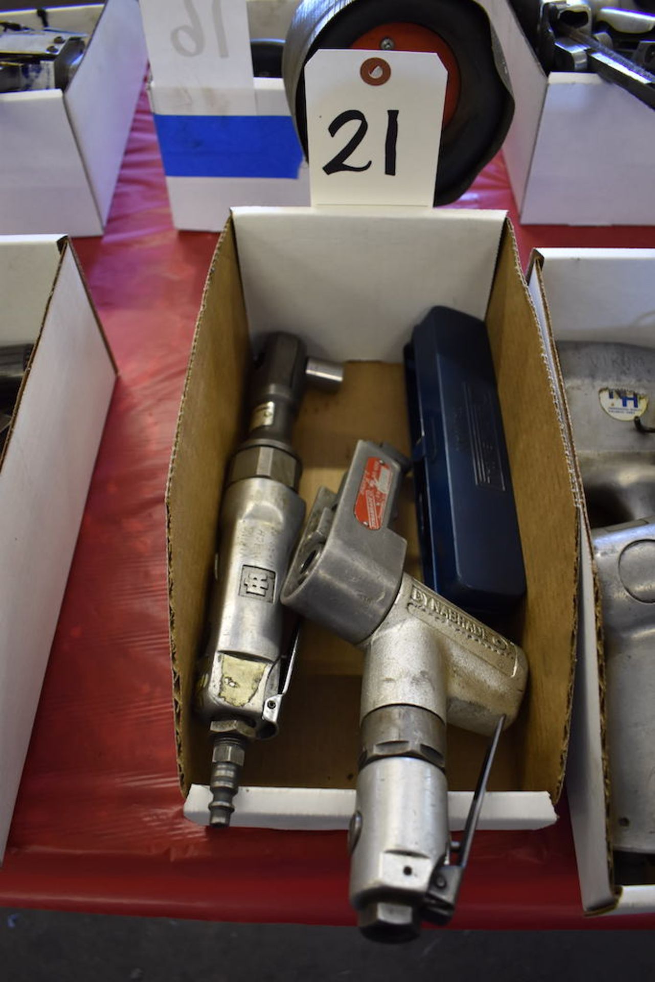 LOT: INGERSOLL RAND PNEUMATIC WRENCH; DYNABRADE DYNAFILE II MODEL 40320 & CONTINENTAL PNEUMATIC