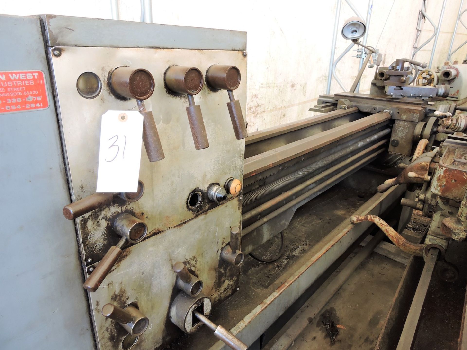 TWIN WEST 18" X 60" LATHE: S/N N/A; 12" CHUCK; SHIPPING DIMS 105" LONG X 40" WIDE X 56" TALL (