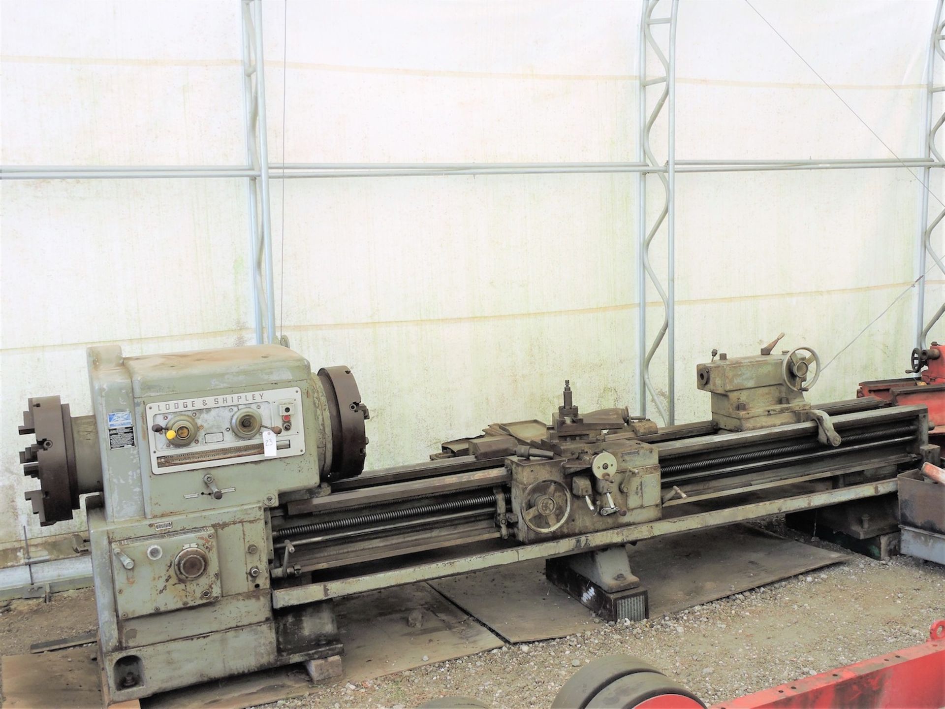 LODGE & SHIPLEY 30" X 120" MODEL 2516 BIG BORE ENGINE LATHE: S/N 46225 (1965); OIL COUNTRY; FRONT - Image 8 of 9