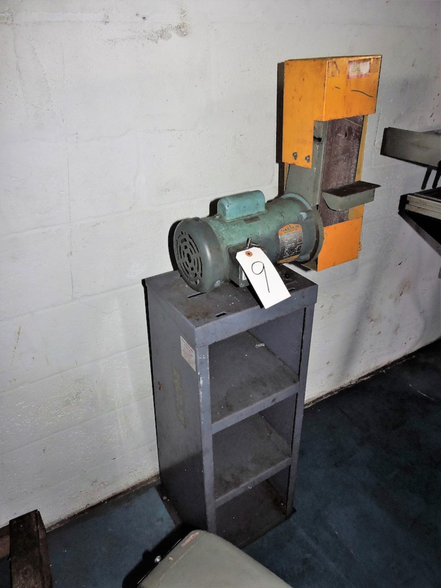 KALAMAZOO 4 X 36 SANDER ON STAND/ BALDOR MOTOR