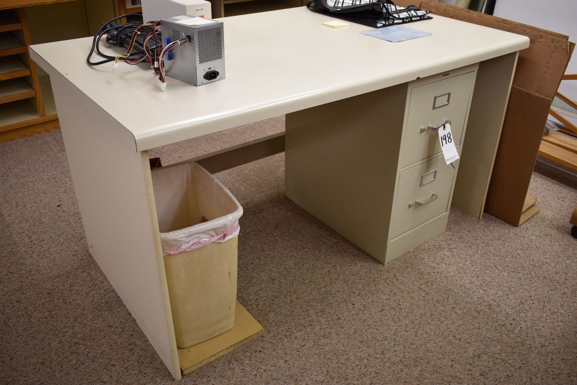 Wood Desk w/HON File Cabinet