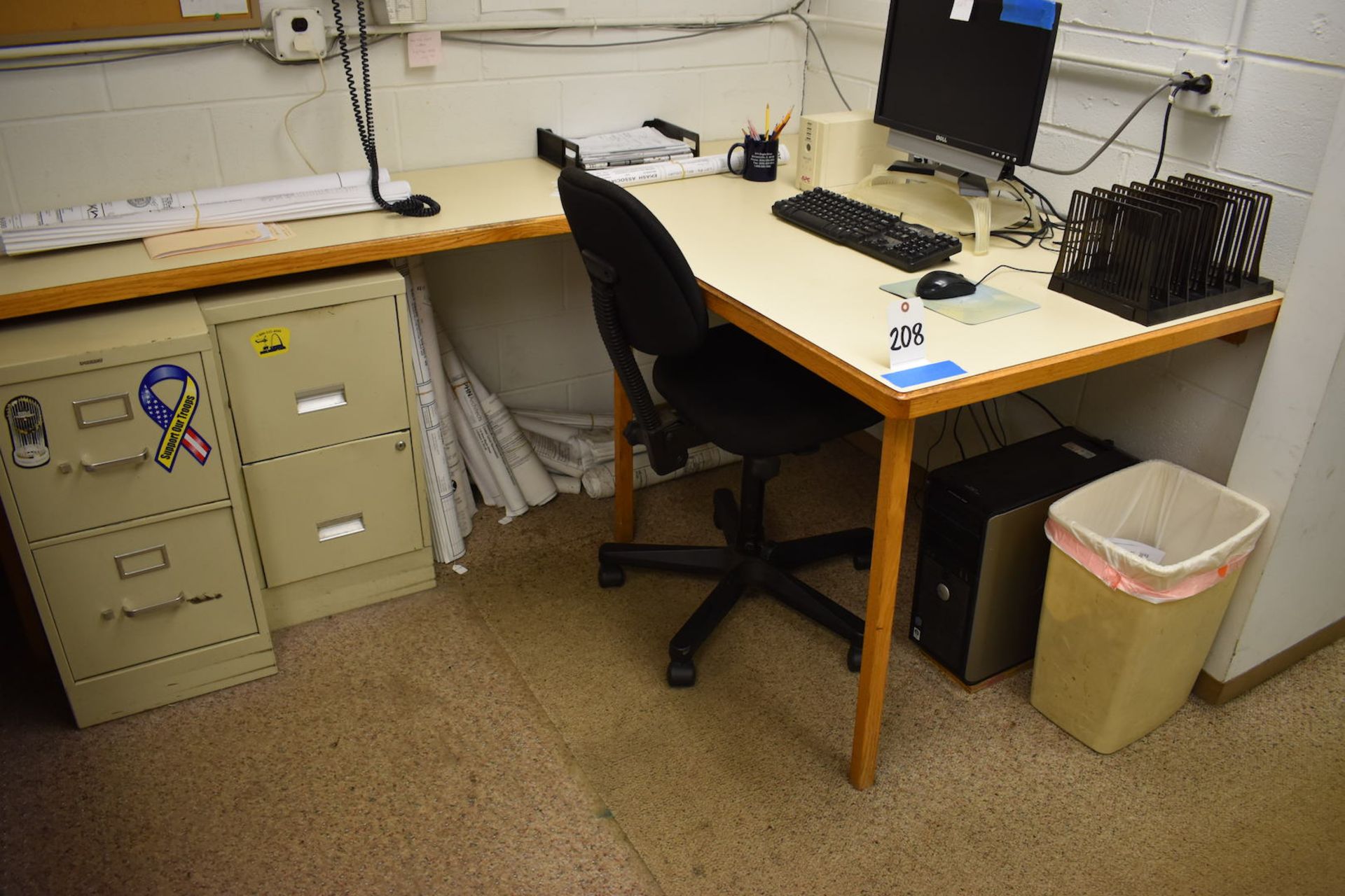 Custom Wood Desk w/(2) File Cabinets