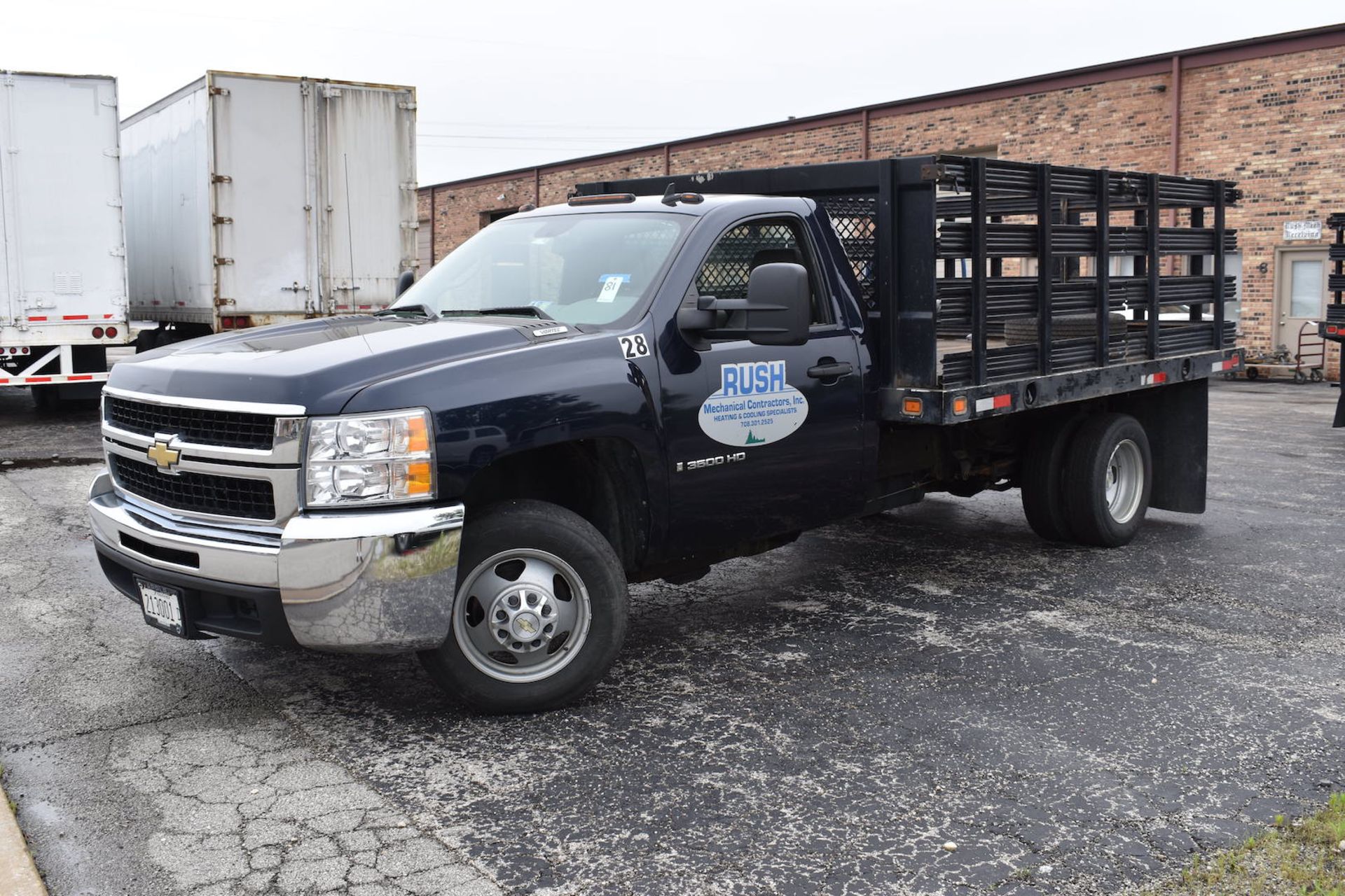 2008 Chevrolet Model 3500HD Single-Axle Stake Bed Truck, VIN 1GBJC34K78E206668, Approx. 99,000