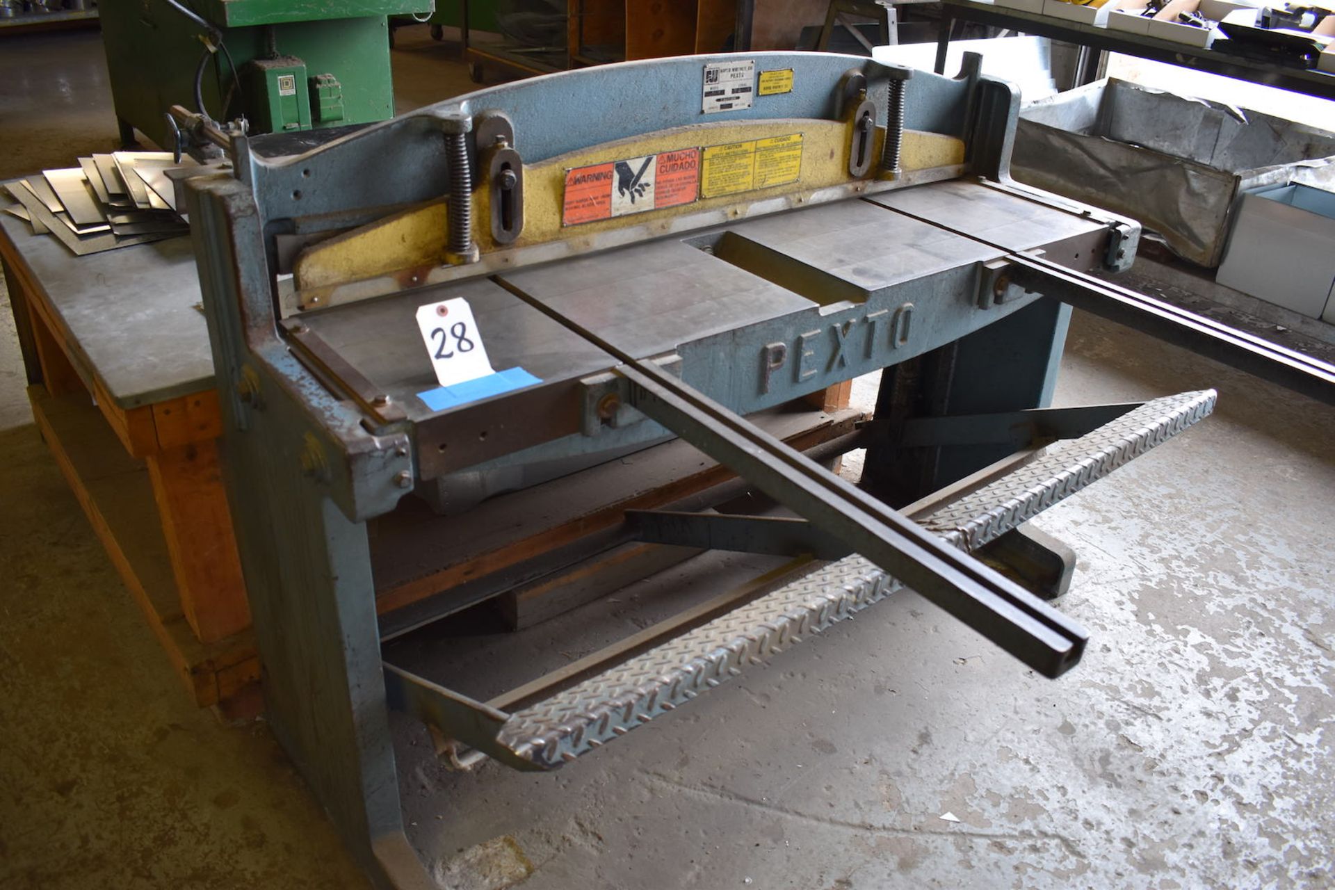 Lot: Roper Whitney Pexto 52" x 16 ga. Model 152K Kick Shear, S/N 5708-7-92, and 63-1/2" x 48" Wood - Image 2 of 3