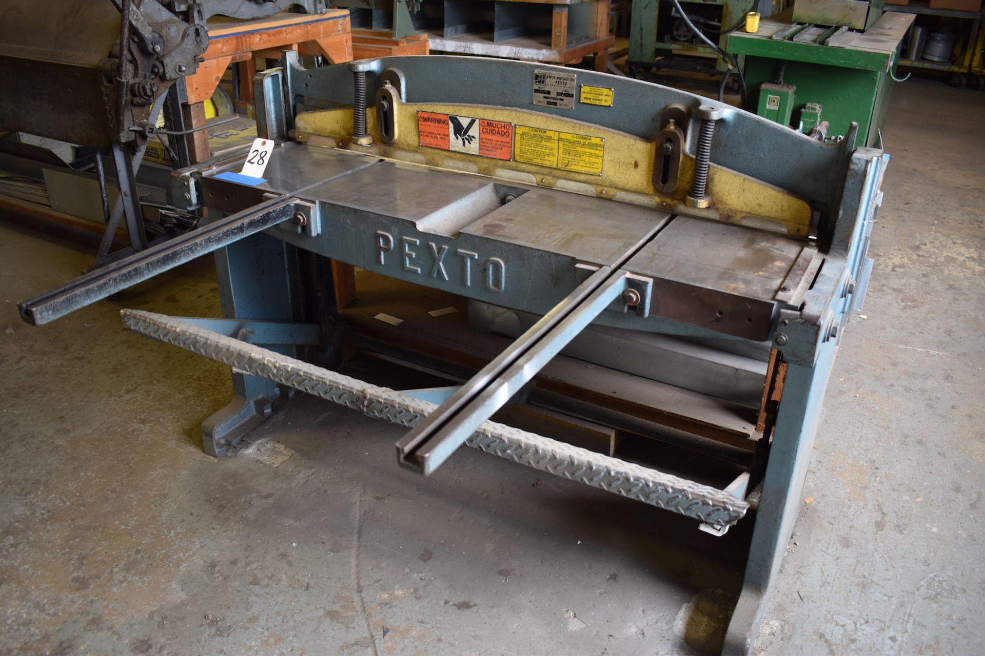 Lot: Roper Whitney Pexto 52" x 16 ga. Model 152K Kick Shear, S/N 5708-7-92, and 63-1/2" x 48" Wood