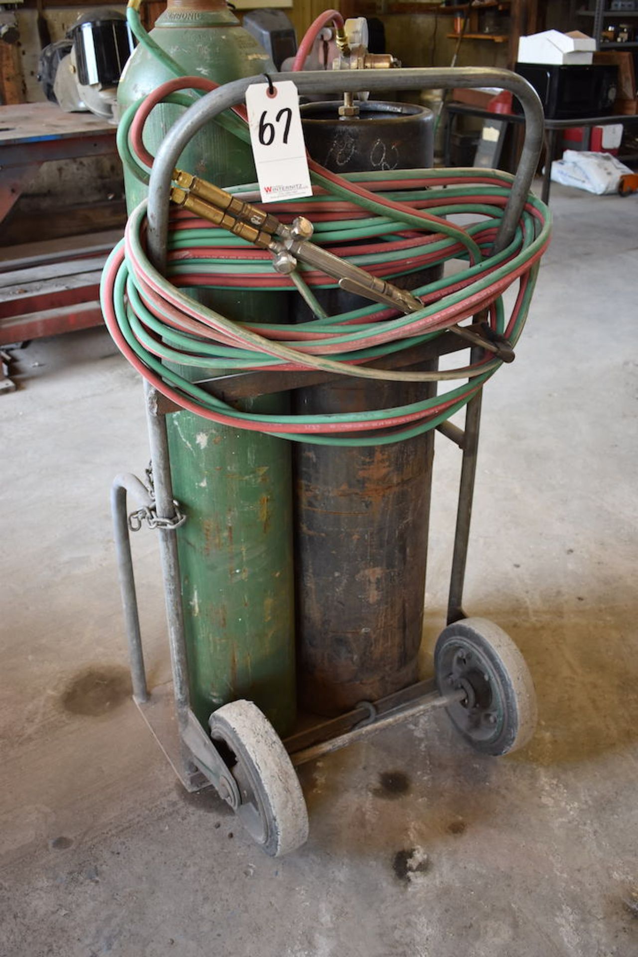 LOT: Welding Cart with Torch, Hose & Gauges (No Tanks)