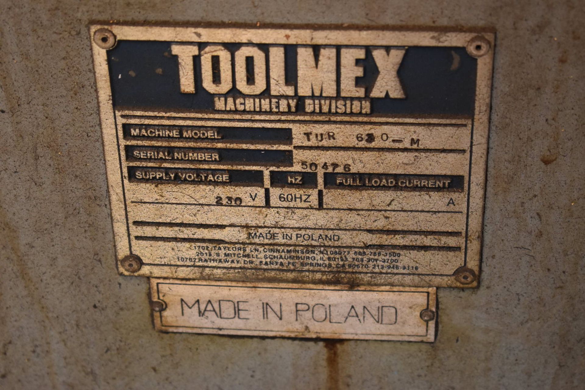 Toolmex 24 in. x 120 in. (approx.) Model TUR630M Engine Lathe, S/N 50476 (approx. 1997), Motorized - Image 10 of 12