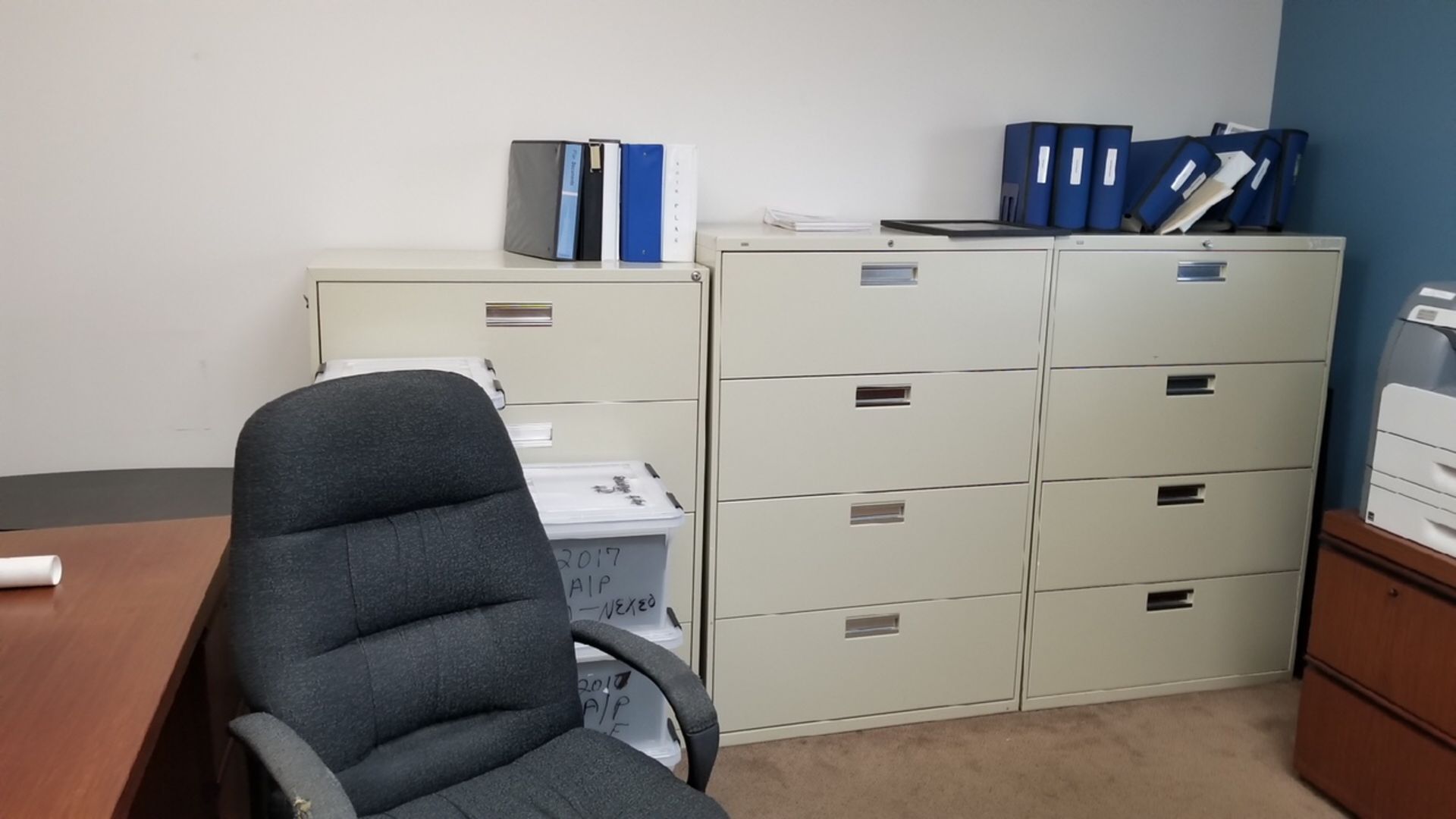 Lot: Desk, Chairs, Lateral File Cabinets (No Computers or Printer) - Image 3 of 3