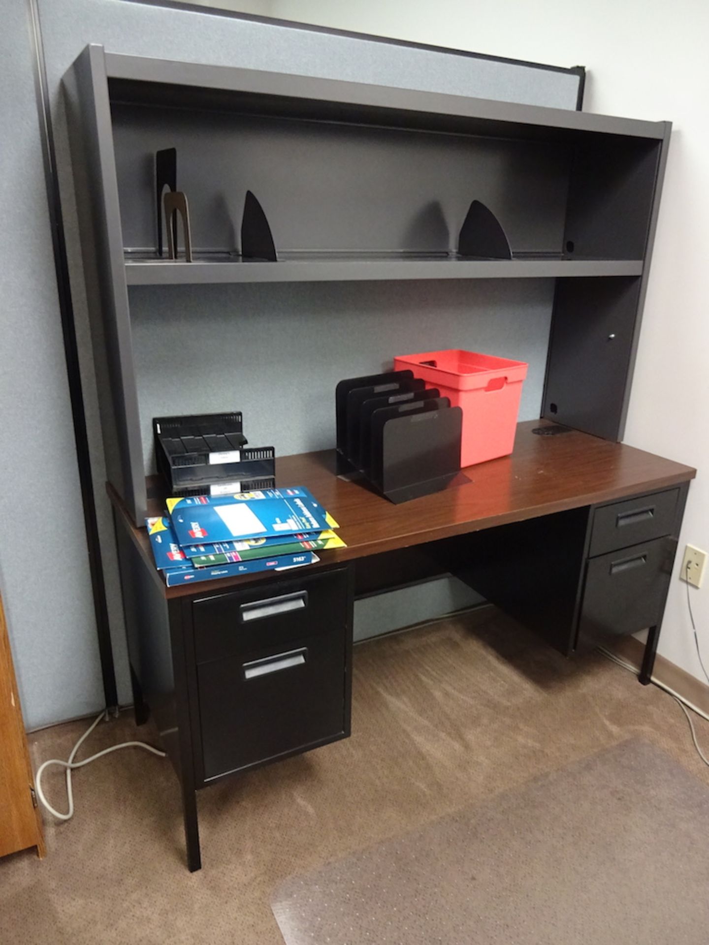 LOT: (2) Desks, Storage Cabinet, (2) Chairs - Image 2 of 3