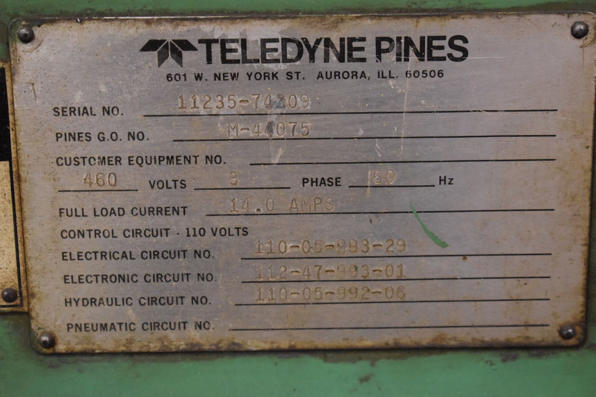 Pines 42 ft. (approx.) Cap. No. 2 Tube Bender, S/N 11235 74309/M-4405, Dial-A-Bend Controls, with - Image 4 of 9