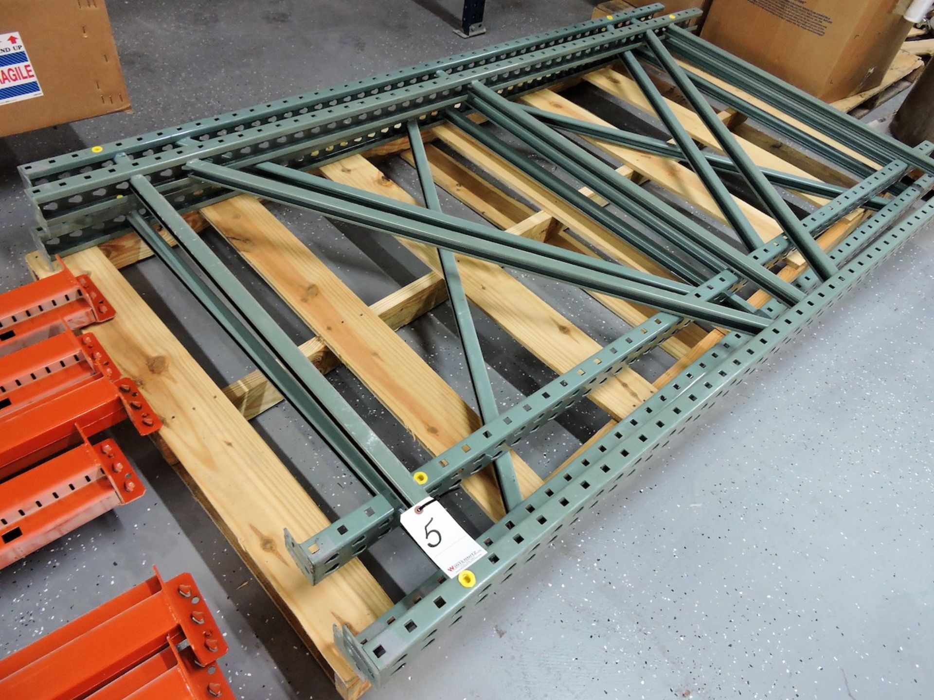 NEW ULINE PALLET RACKING - 6 UPRIGHTS 10 BEAMS 48” WIDE X 96” LONG X 96” HIGH 5000 LB LOAD CAP.