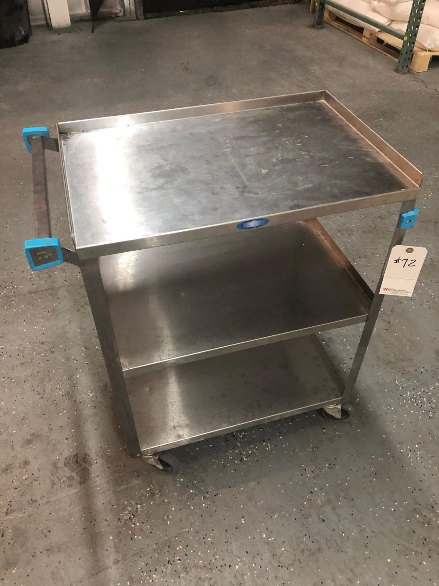 Laboratory Stainless steel rolling cart; Dimensions 24” x 16 x 32”