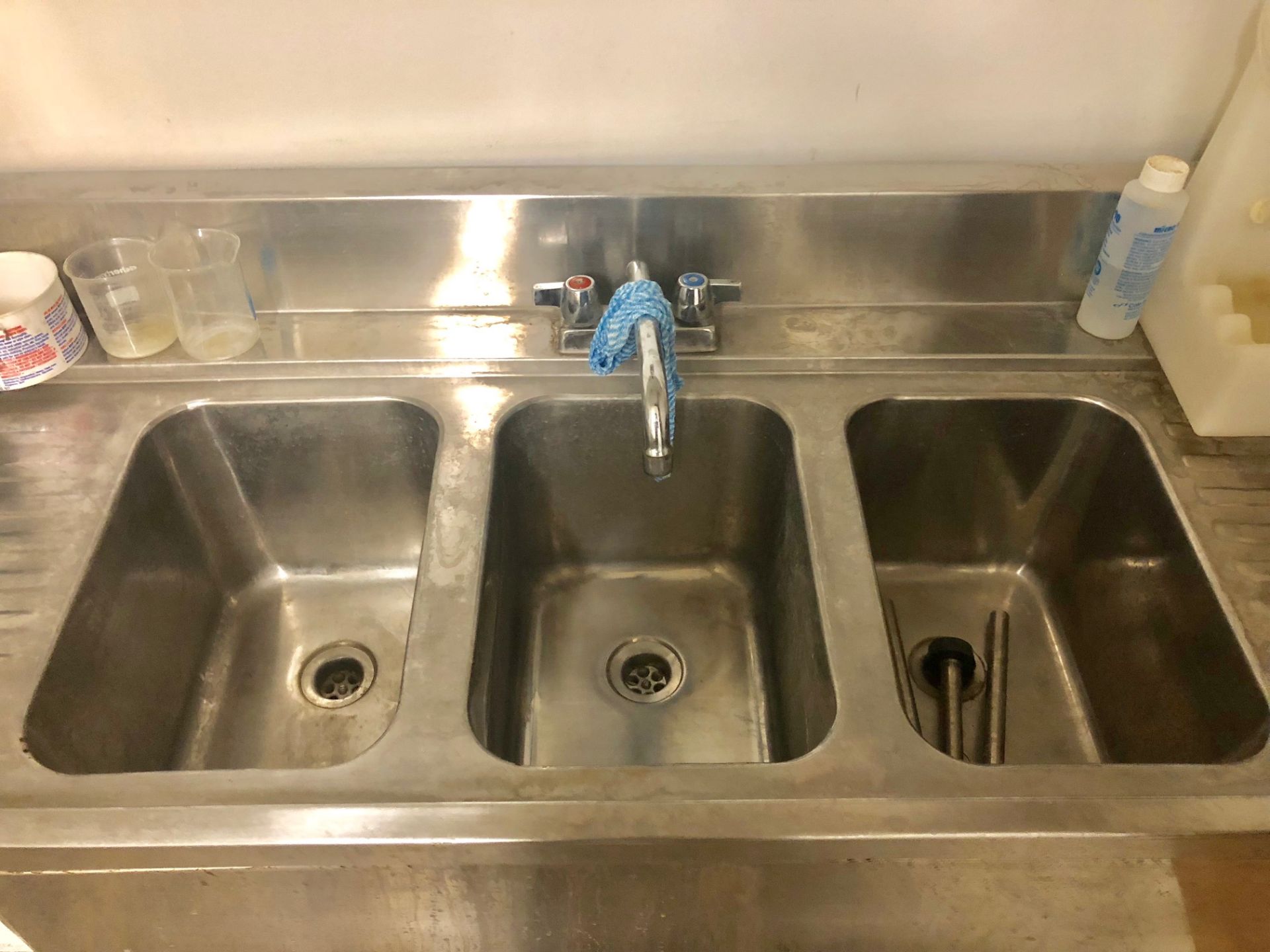 Stainless Steel 3 Bay Sink; Size is. 73” x23” x30” - Image 2 of 2