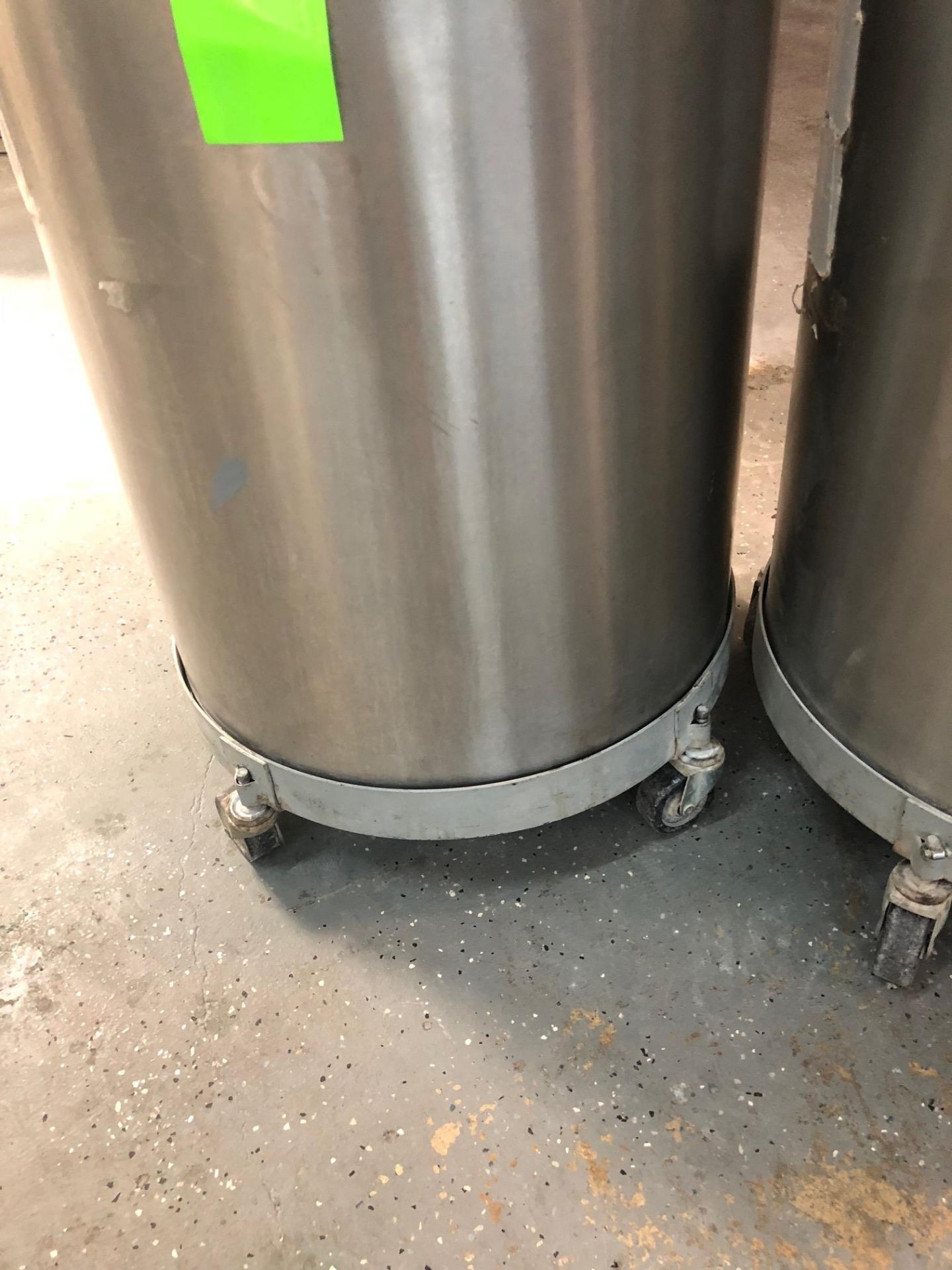 2-Stainless Steel rolling Tank Vessel on casters with covers, Size both are 24” wide round, 34” high - Image 3 of 4