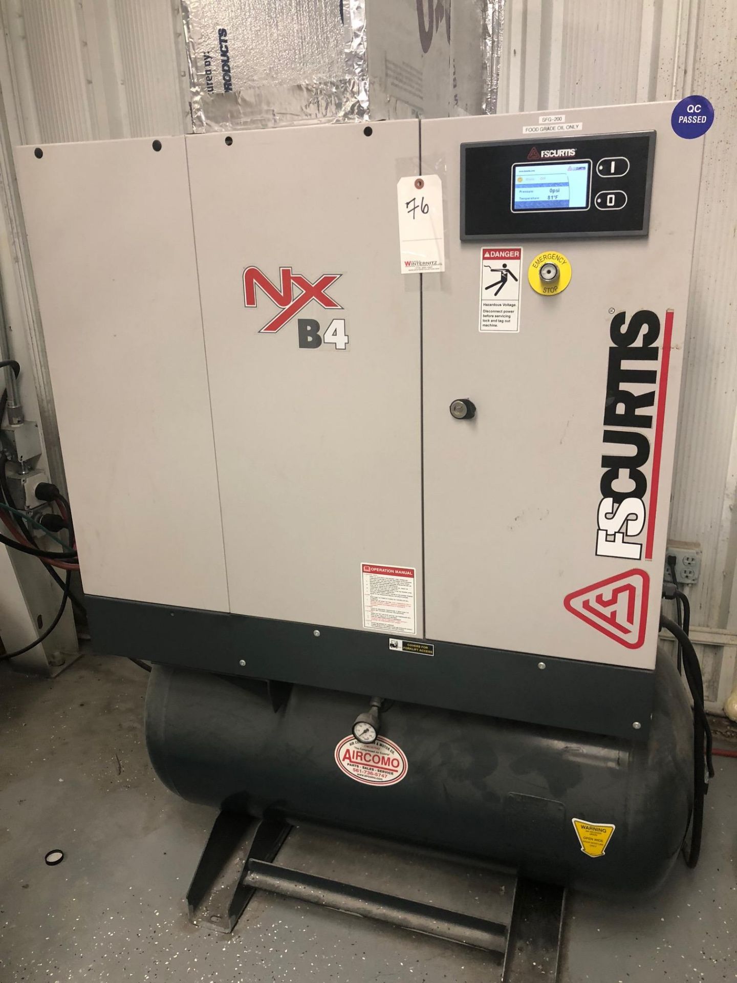 2016 - FS Curtis Food Grade 5 HP Rotary Screw compressor with built in Air Dryer
