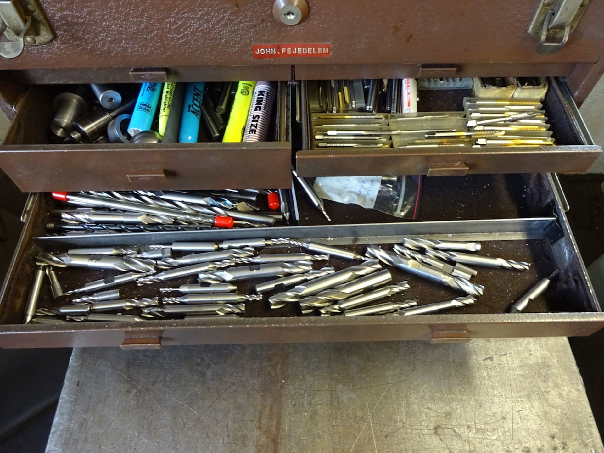 LOT: Tool Box with Contents including Dies, Taps, Milling Cutters, etc. - Image 2 of 2