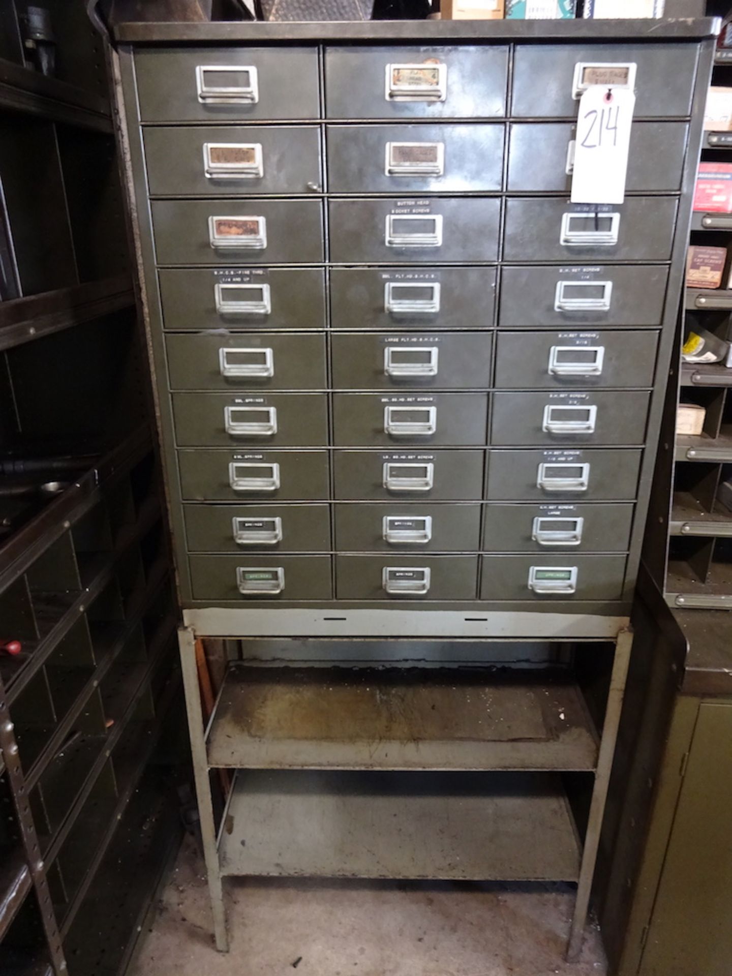 LOT: Storage Cabinet with Assorted Hardware